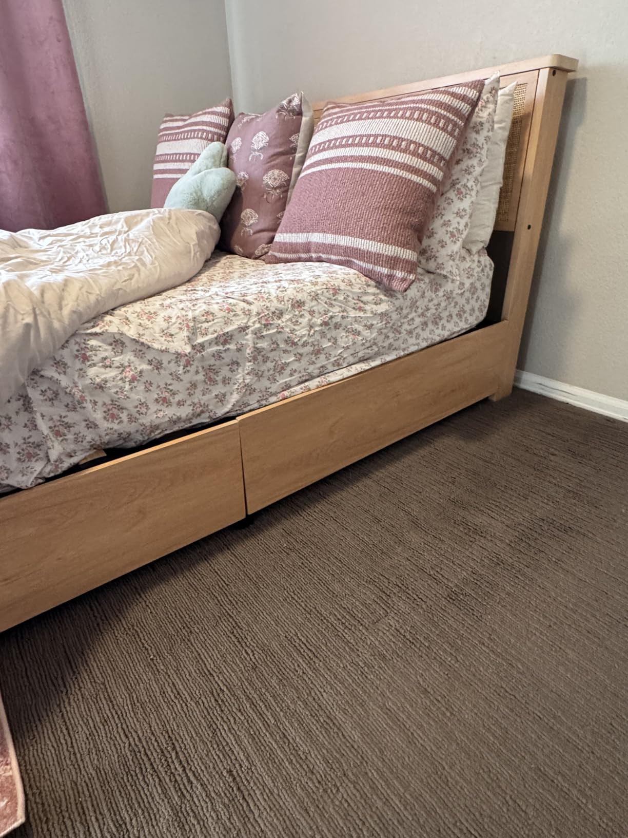 IDEALHOUSE Full Bed Frame with Natural Rattan Headboard, Slats, Bohemian-Style Cane Mattress Support, Strong Metal Base with Resilient Wooden, No Box Spring Needed customer photo 2