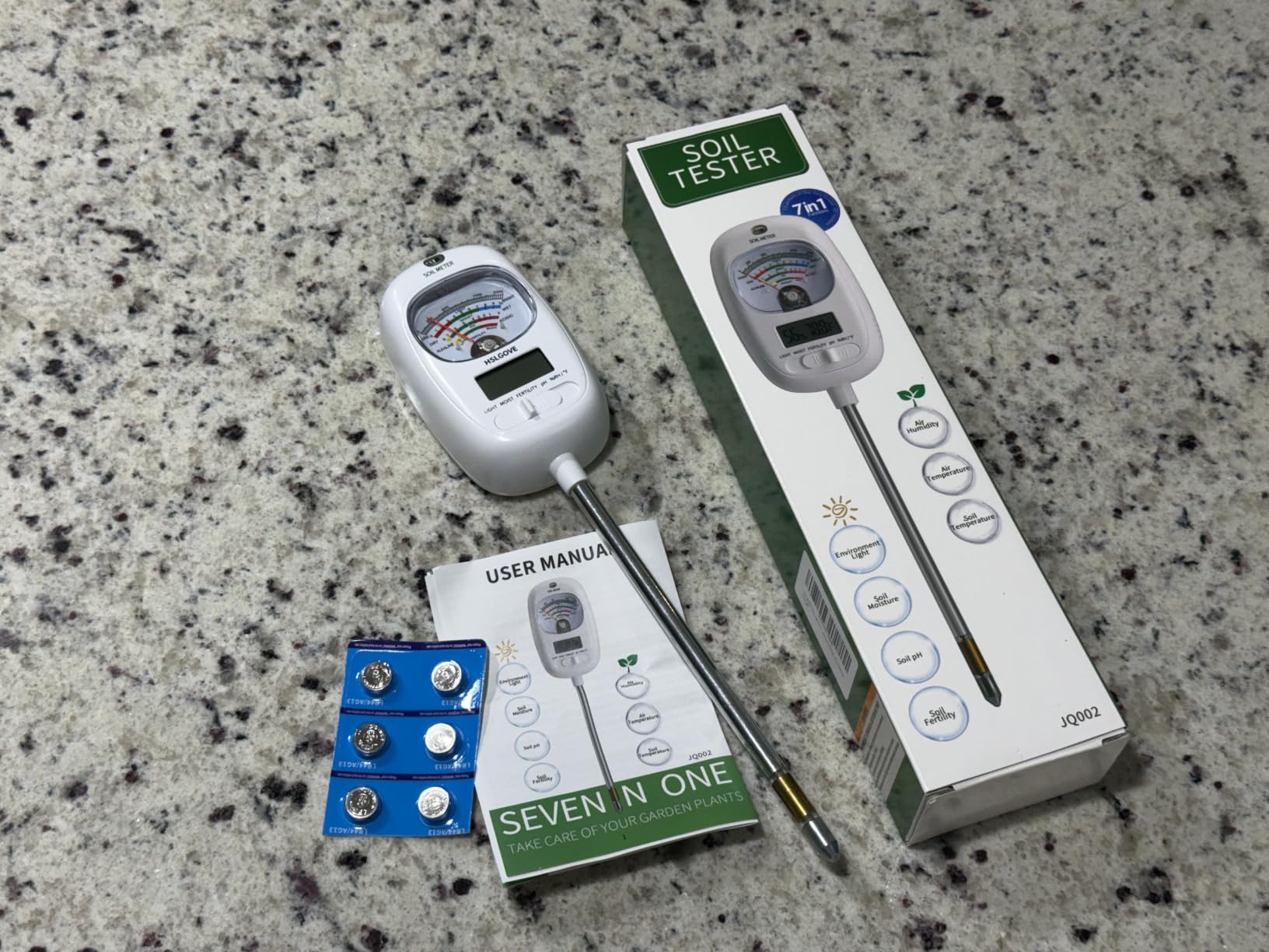 HSLGOVE Soil Test Kit, 7-in-One Soil Moisture Meter/Soil PH Meter/Fertility, Dual Screen Soil Tester w/Digital Soil Temp/Air Temp&Humidity for Plants Gardening,Lawn,Farm Indoor&Outdoor-Lvory White customer photo 2