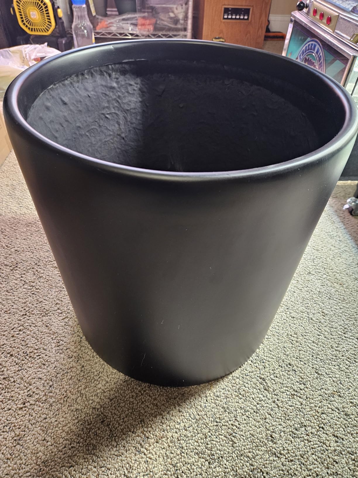 Wil&Vic89s Mars Cylinder Fiberglass Planter 19.7x19.7 Indoor Outdoor Black | Coco mat included, Large plant pot, Tree planter, Flower pots, Drainage hole, Lightweight, Durable, Porches, Patios, Gardens customer photo 1