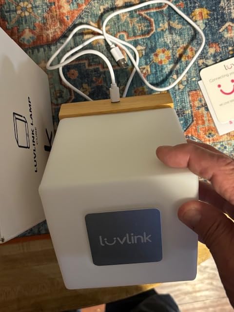 LuvLink Cube Friendship Lamp v3 Extended WiFi Range - Bluetooth Setup - Wood & Glass Design (Natural, Single) customer photo 2