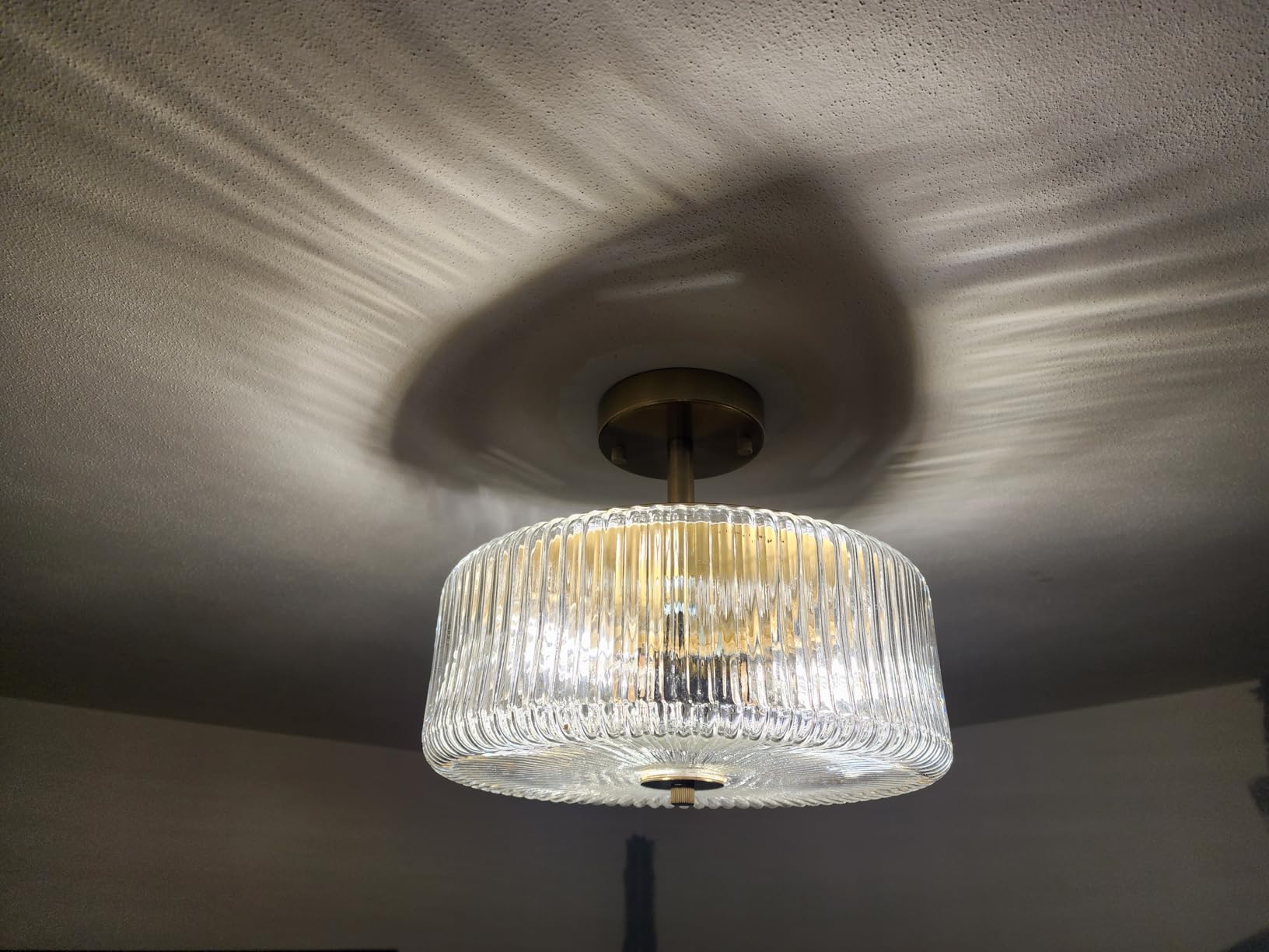 3-Light Gold Semi Flush Mount Ceiling Light, 11.8
