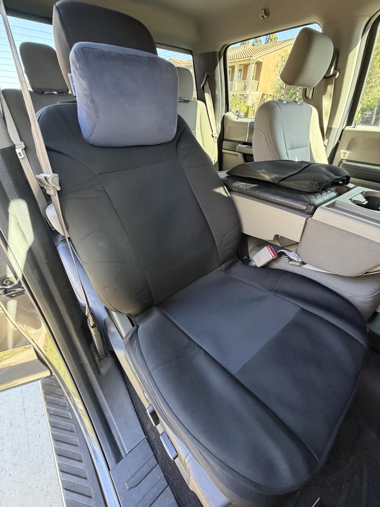 GIANT PANDA Waterproof Neoprene 2 Pack Front Car Seat Covers Custom Fit 2009-2026 Ford F150, 2017-2026 F250 F350 Super Duty Crew Cab SuperCrew SuperCab Pickup Trucks, Leak-Proof Wetsuit (Black) customer photo 2