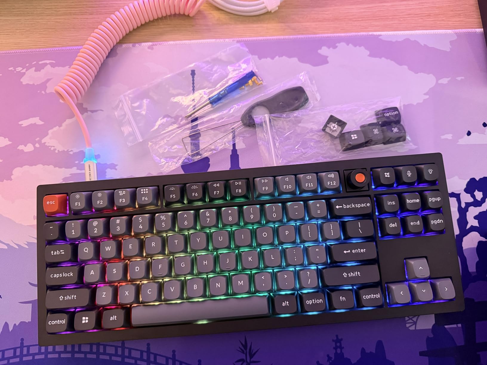 Keychron V3 8K TKL Wired Mechanical Keyboard, 8000 Hz Polling Rate QMK Programmable Knob Hot-Swappable Gaming Keyboard, RGB Backlit, Ergonomic PBT Keycaps for Mac Windows Linux-Tactile Brown Switch customer photo 1