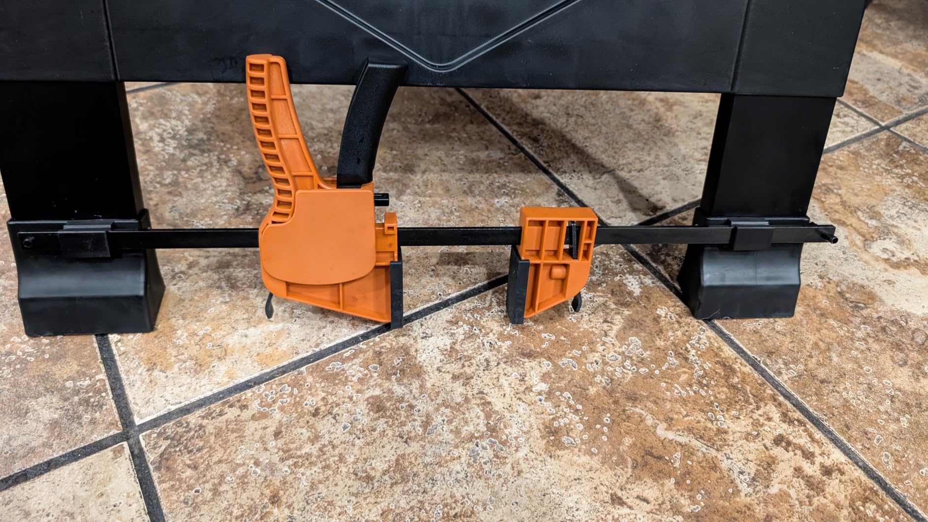 Portable Folding Work Bench Table 2-in-1 with 2 Clamps & 6 Bench Dogs | 500 lbs load capacity, Steel frame & ABS top, 35