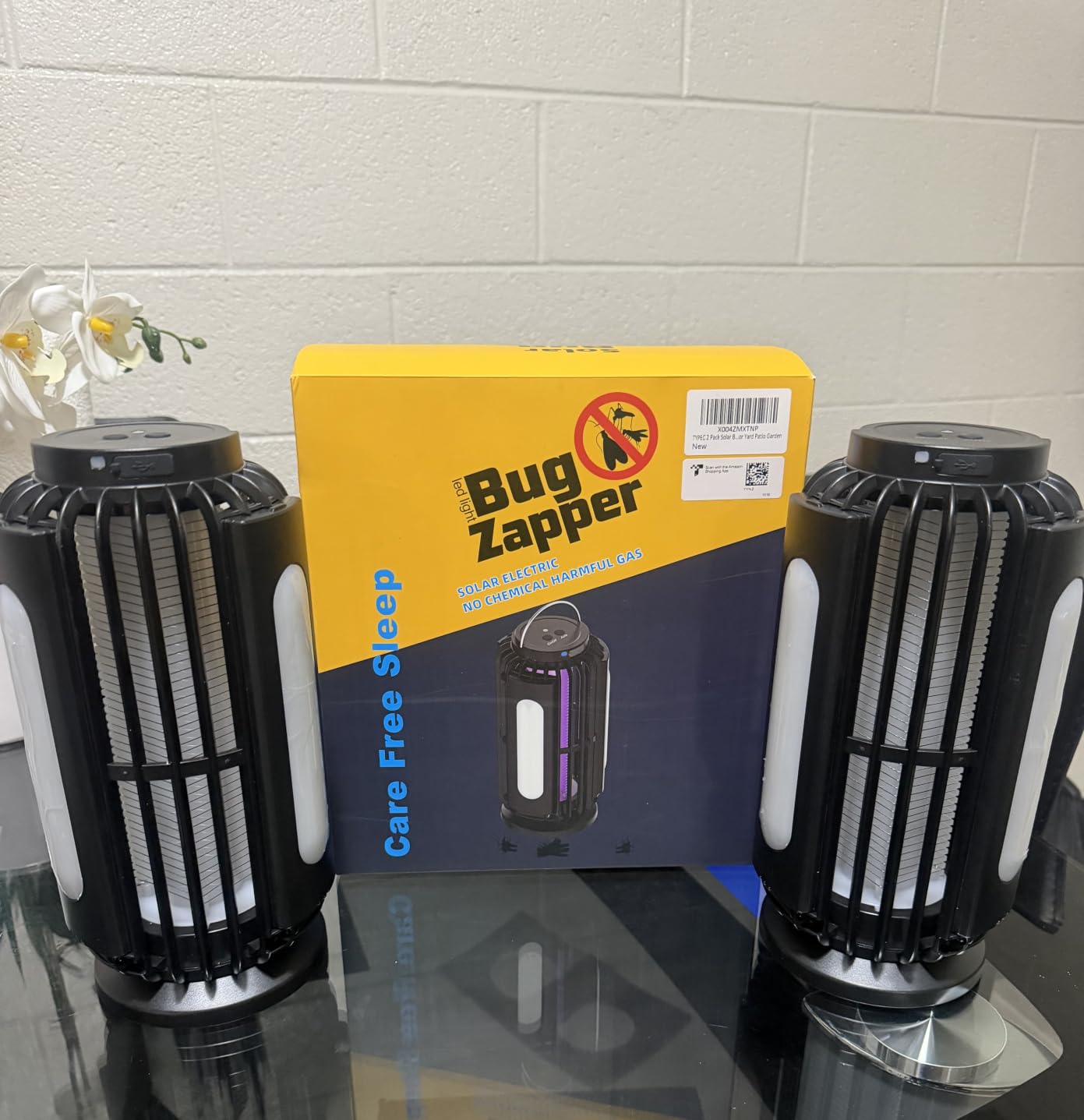 TYPEC 2 Pack Solar Bug Zapper, 3 Solar Charging Panels, 4200V Mosquito Zapper, Auto On/Off LED Light, IP67 Waterproof, USB-C & Solar Powered, Indoor Outdoor Insect Killer for Yard Patio Garden customer photo 2