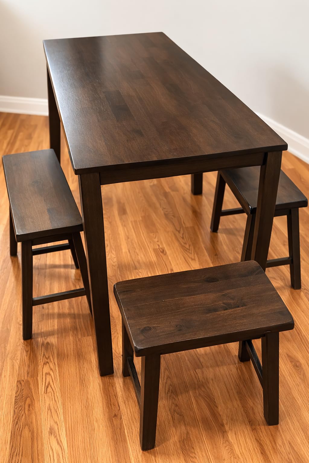 Sophia & William Solid Wood Counter Height Table and Chairs, Rustic Caramel | Solid Rubber Wood, Space Saving, Dining Table with Bench, Bar Table and Chairs Set for Breakfast customer photo 1