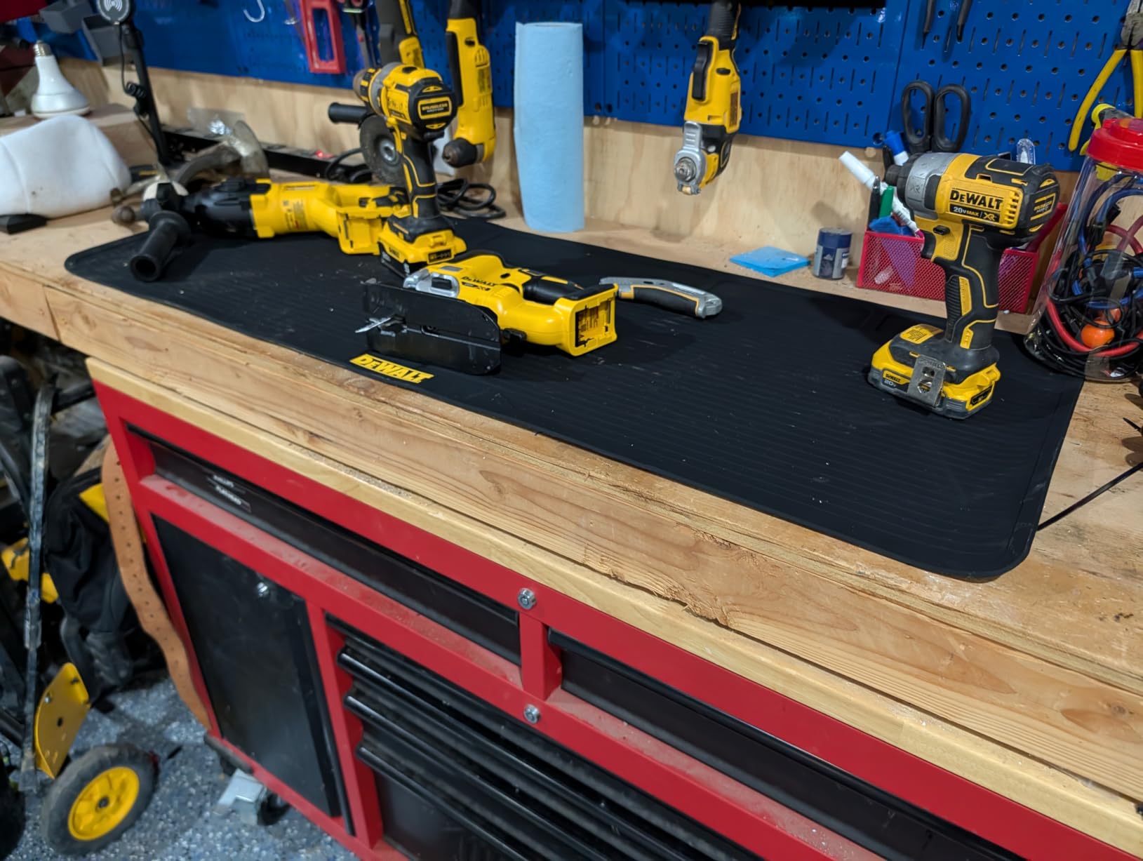 DEWALT Workbench Mat 18x48 in - Heavy Duty 3mm Silicone, Black | Mat with SAE & Metric Rulers, Oil Heat Chemical Resistant, Non-Slip Grip, Built-in Parts Slots customer photo 1