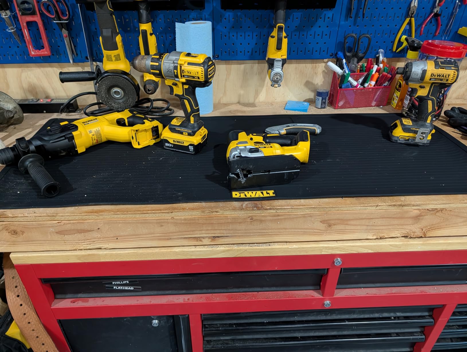 DEWALT Workbench Mat 18x48 in - Heavy Duty 3mm Silicone, Black | Mat with SAE & Metric Rulers, Oil Heat Chemical Resistant, Non-Slip Grip, Built-in Parts Slots customer photo 2