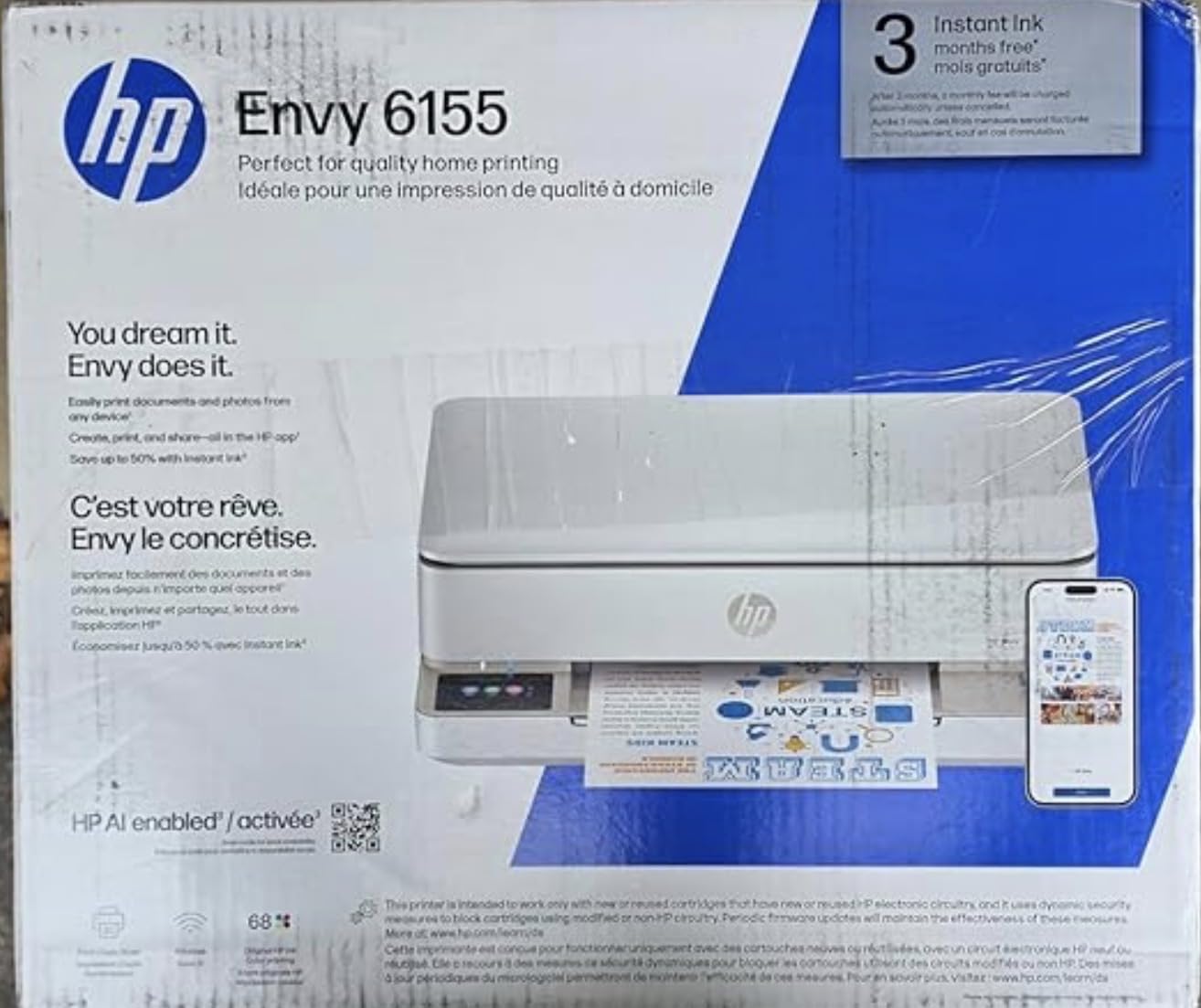 HP Envy 6155 Wireless All-in-One Color Inkjet Printer, Print, Scan, Copy, Duplex Printing Best-for-Home, 3 Month Trial of Instant Ink Included, AI-Capable (C2WR7A) Portobello customer photo 1