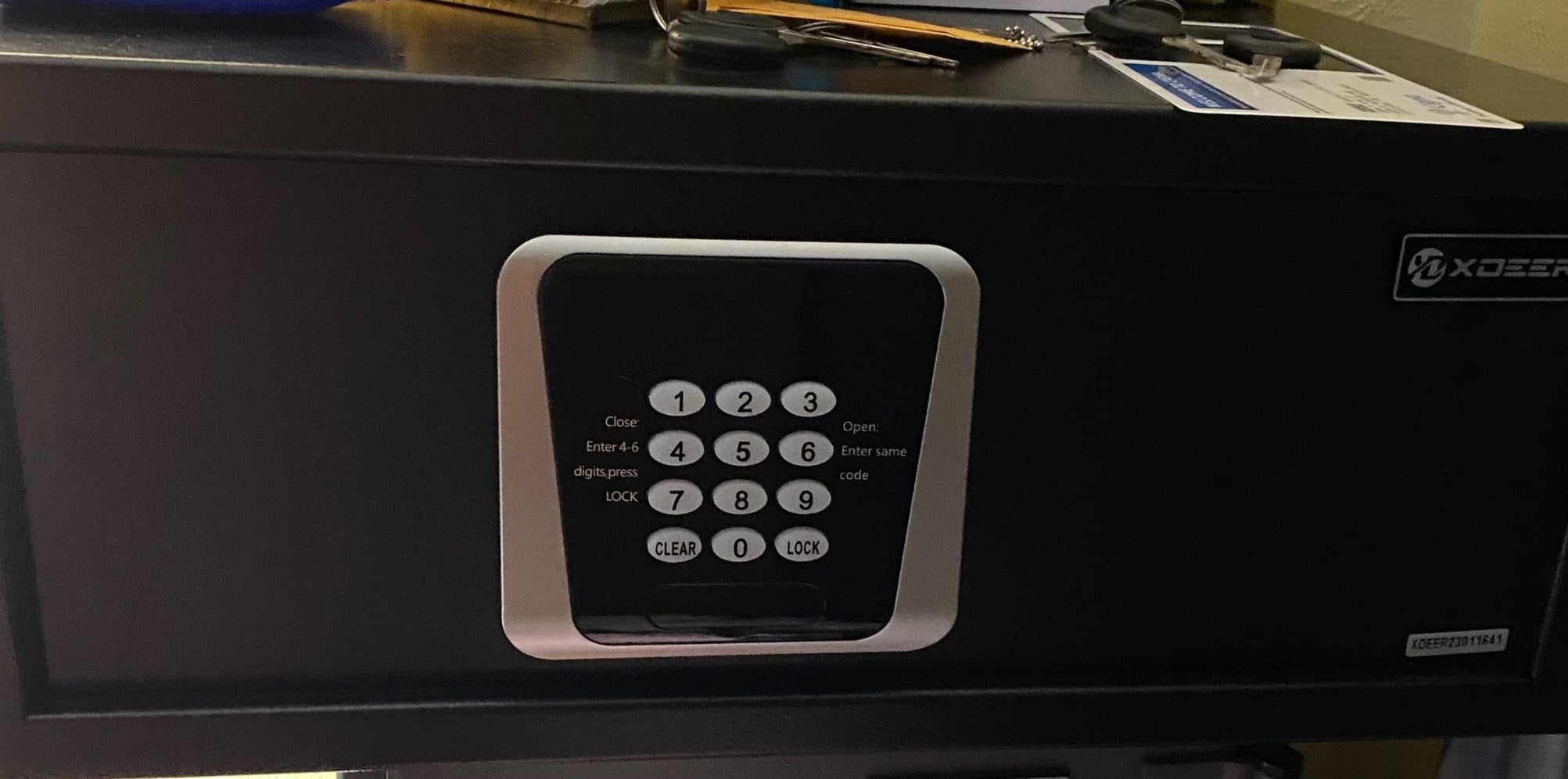 XDeer 33 LB Hotel Safe 1.39 Cubic Feet Home Safe | Personal Document Steel Security Safe Box With Hotel-Style Digital Electronic Lock/Sensor Light/Silent Mode - Black customer photo 2