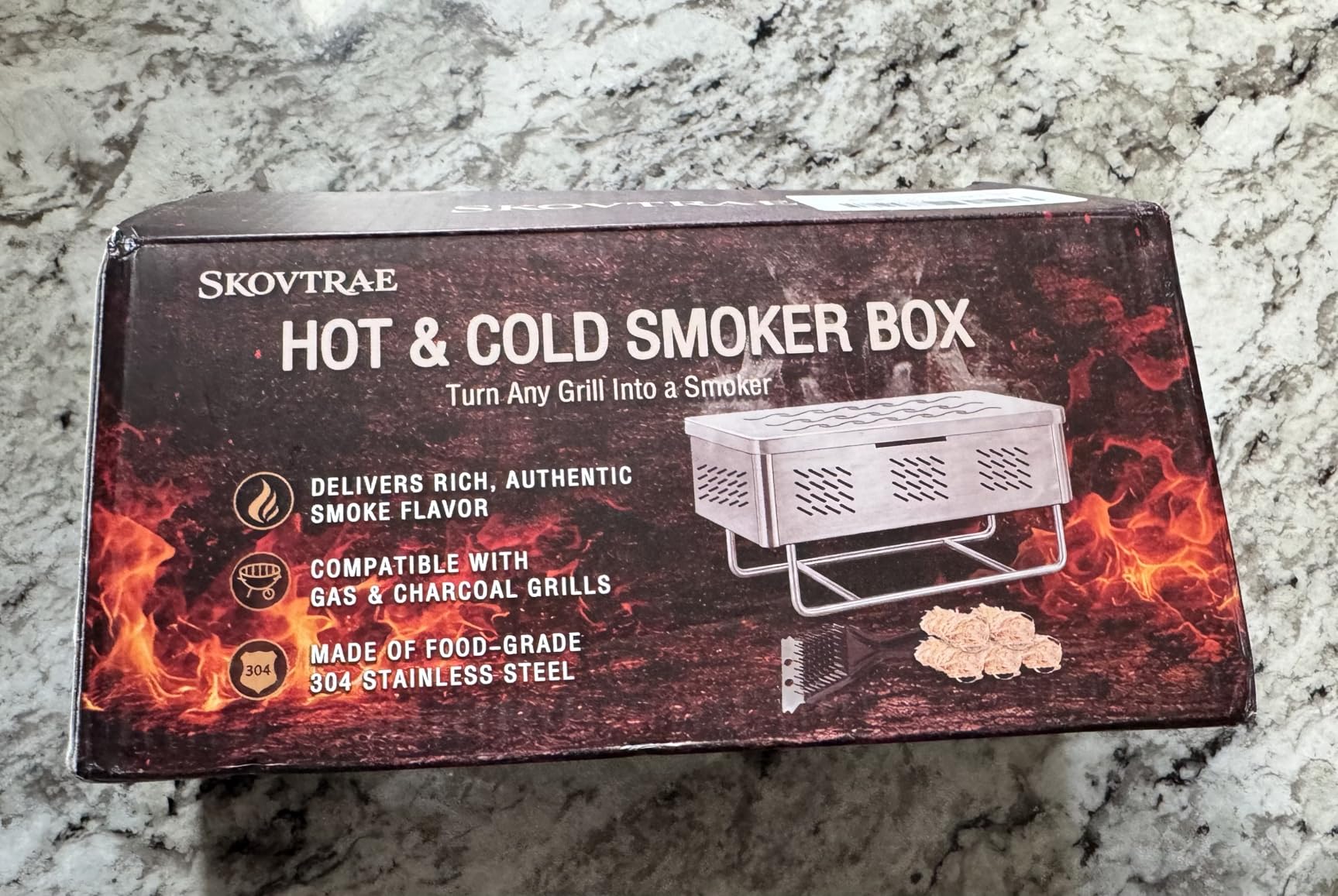 Hot & Cold Smoker Box, 304 Stainless Steel BBQ Grill Smoke Box for Gas or Charcoal Grill with Hinged Lid, Infuse Smoky Barbecue Flavor into Meats, Grilling Gift for Men customer photo 2