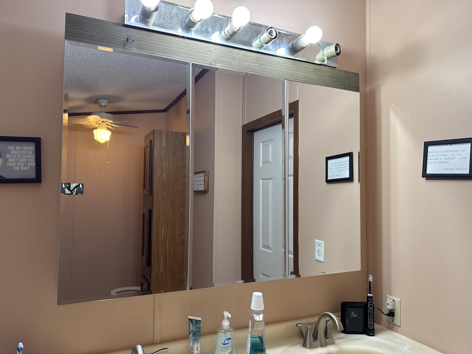 TETOTE 14 x 18 Medicine Cabinet with Tempered Beveled Mirror Silver Aluminum Cabinet DTC Hinges, 2 Stepless Adjustable Shelves, Recessed/Surface-Mounted customer photo 1