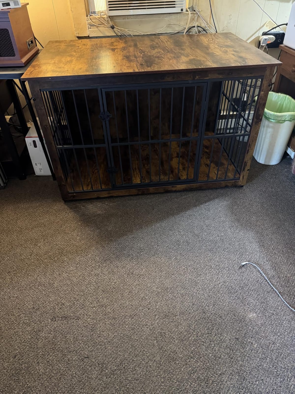 Feandrea Wooden Dog Crate Furniture, 48 Inches Heavy-Duty Kennel for Dogs up to 110 lb, with Double Doors and Enclosed Wood Base, Modern Pet Cage End Table Indoor, Rustic Brown customer photo 2