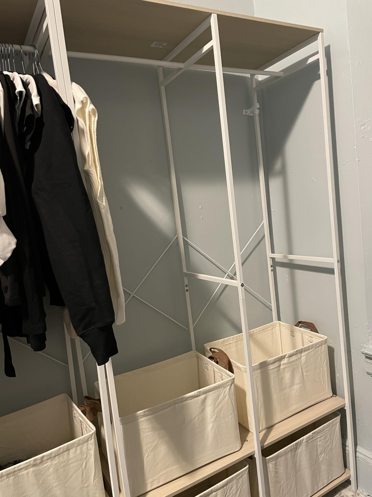 SONGMICS Closet System, Customizable Walk-In Closet Organizer System with Adjustable Hanging Rods and Storage Shelves, White, Fits Spaces 4-9.6 ft URGR040WZ01S customer photo 2