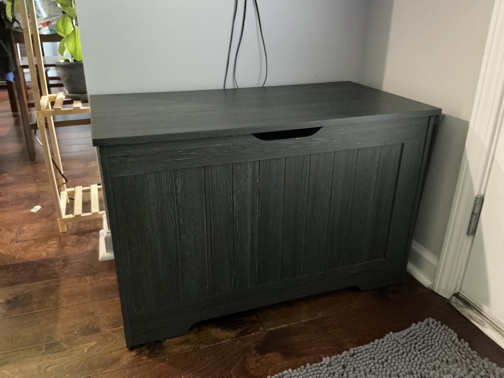 VASAGLE ELLAN Collection - Boho Storage Bench with Rattan Look, Storage Chest with Rounded Corners, Blanket Chest and Trunk with Seat for Bedroom Entryway, Natural Brown ULSB503KC01 customer photo 2