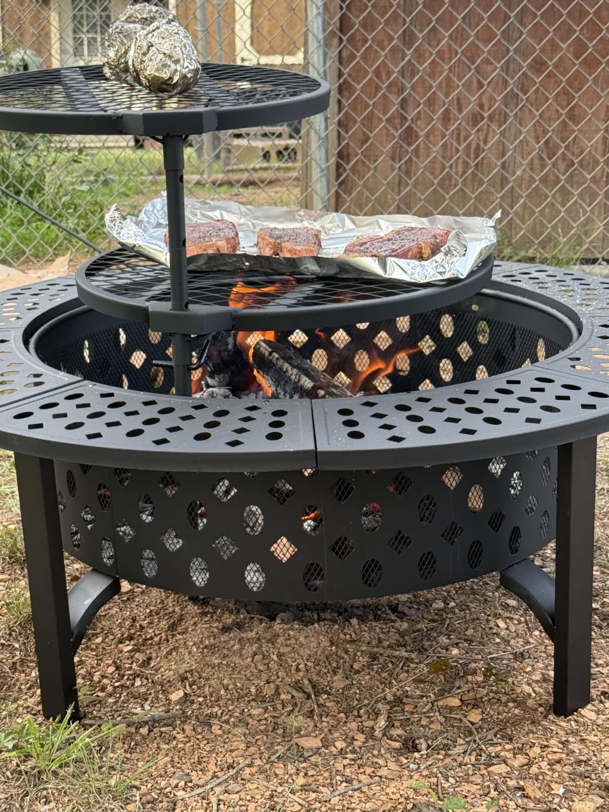 OutVue 42 Inch Smokeless Fire Pit with 2 Grills, Extra Large Wood Burning Fire Pits for Outside, Heavy Duty Firepit,BBQ& Outdoor Firepit & Round Tabletop 4 in 1[No Waterproof Cover,NO Lid] customer photo 2