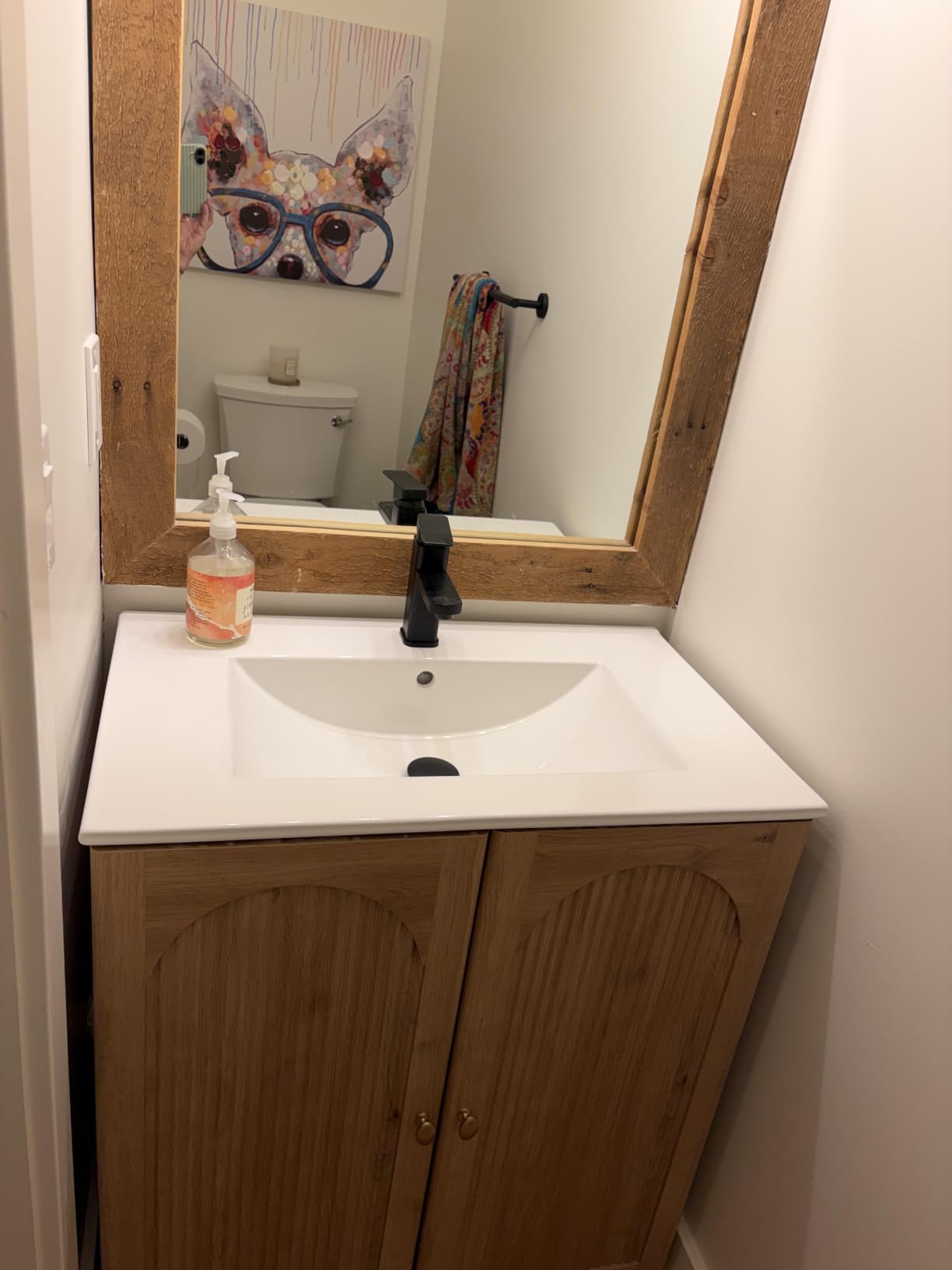IFBUY 30 Inch Arched Bathroom Vanity with Sink, Fluted Design, Natural Oak | Modern Bathroom Vanity Cabinet w/Adjustable Storage Shelf, Freestanding Single Bathroom Vanity w/Ceramic Basin, Space-Saving customer photo 2