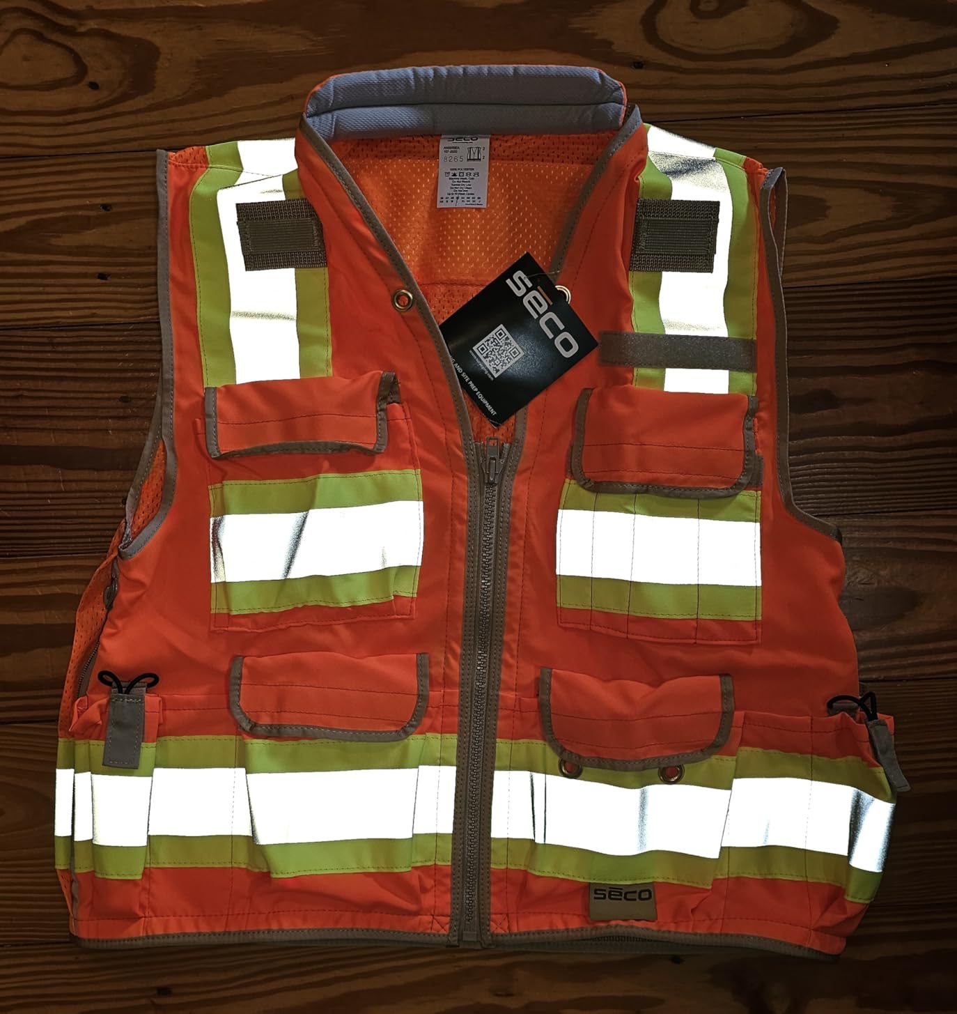 SECO 8265 ANSI/ISEA Class 2 High Visibility Safety Vest, Orange | 3M Reflective Stripes, YKK Zipper, Multiple Pockets customer photo 1