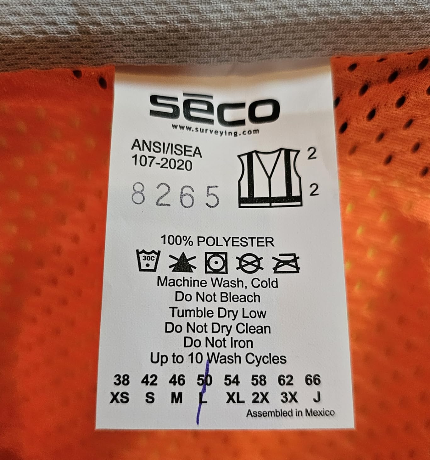 SECO 8265 ANSI/ISEA Class 2 High Visibility Safety Vest, Orange | 3M Reflective Stripes, YKK Zipper, Multiple Pockets customer photo 2