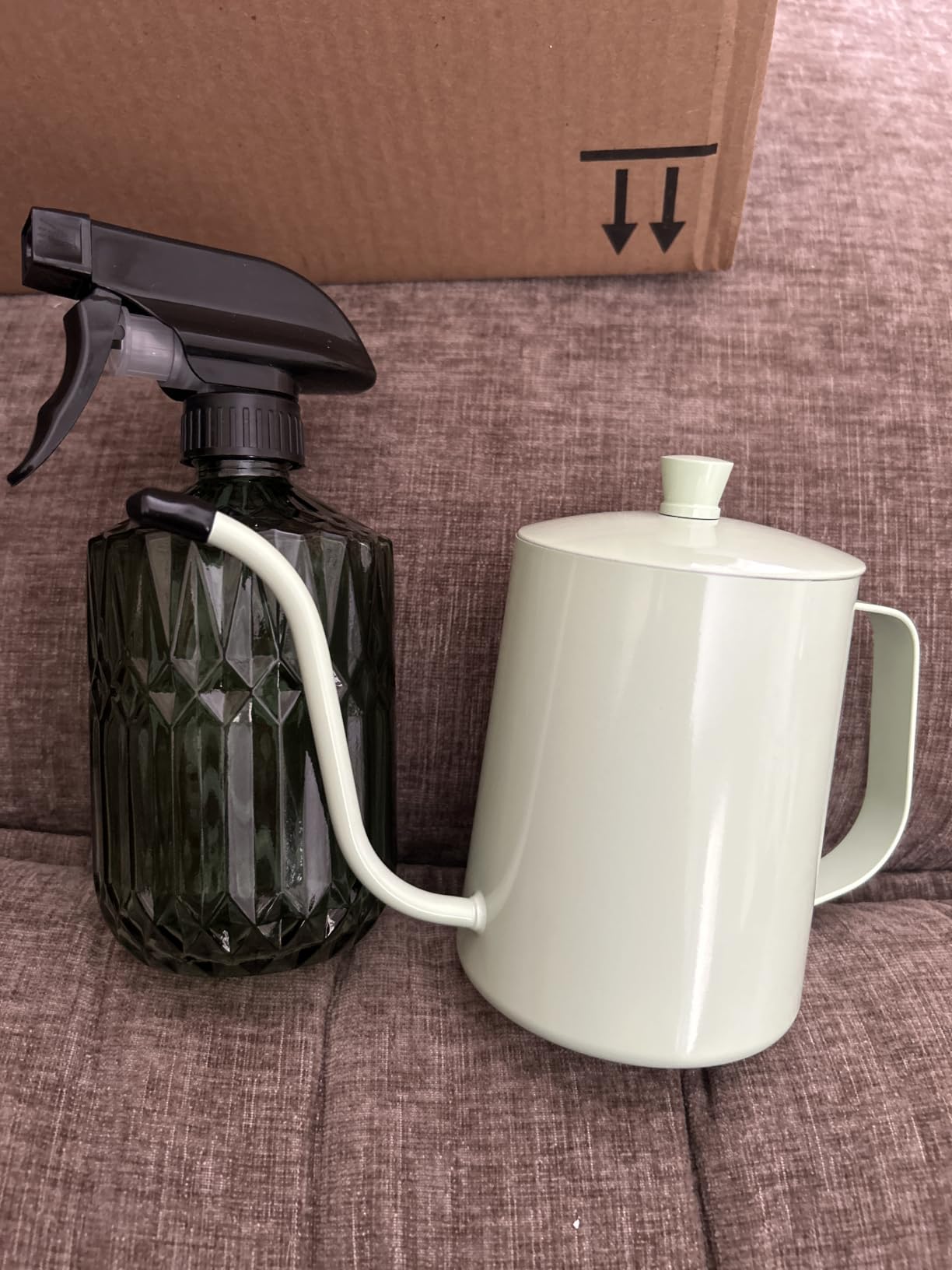 2 Pack Small Watering Can for Indoor Plants, 20 oz Metal Plant Watering Can with 13.5 oz Glass Plant Mister customer photo 2