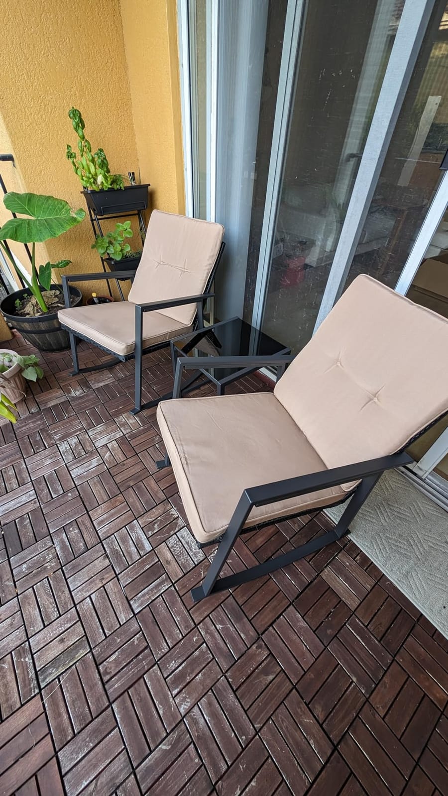 Shintenchi 3 Pieces Outdoor Patio Furniture Sets, Wicker Patio Conversation Sets, All Weather Wicker Rattan Patio Seating Sofas with Glass Coffee Table and Cushion, Blue-Gray customer photo 1