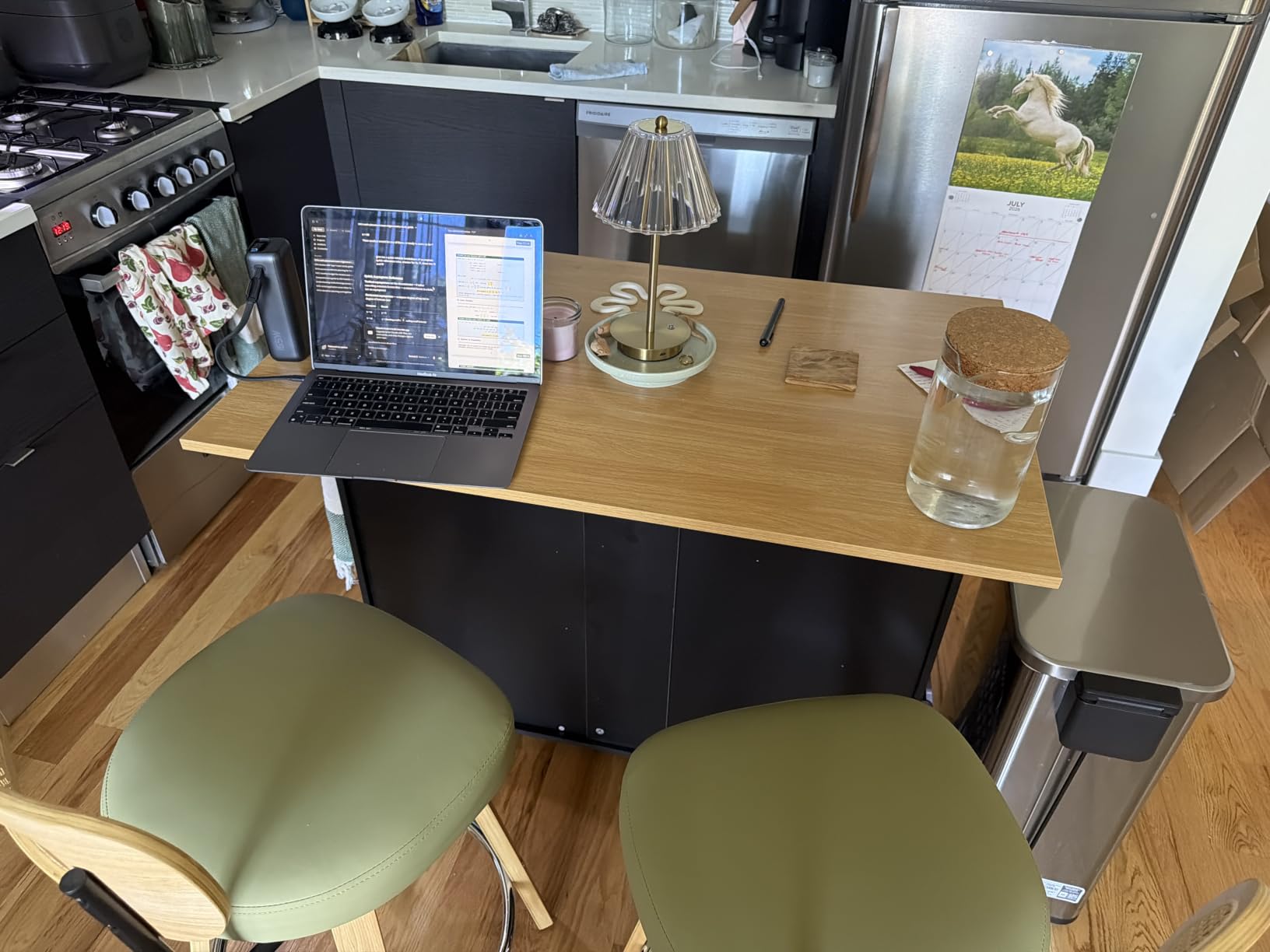 Shintenchi Kitchen Island with Folding Drop Leaf, Rolling Island Table with Storage, Kitchen Cabinet on Wheels with Seating Area for Kitchen, Bar Cart with Cabinet, White customer photo 1