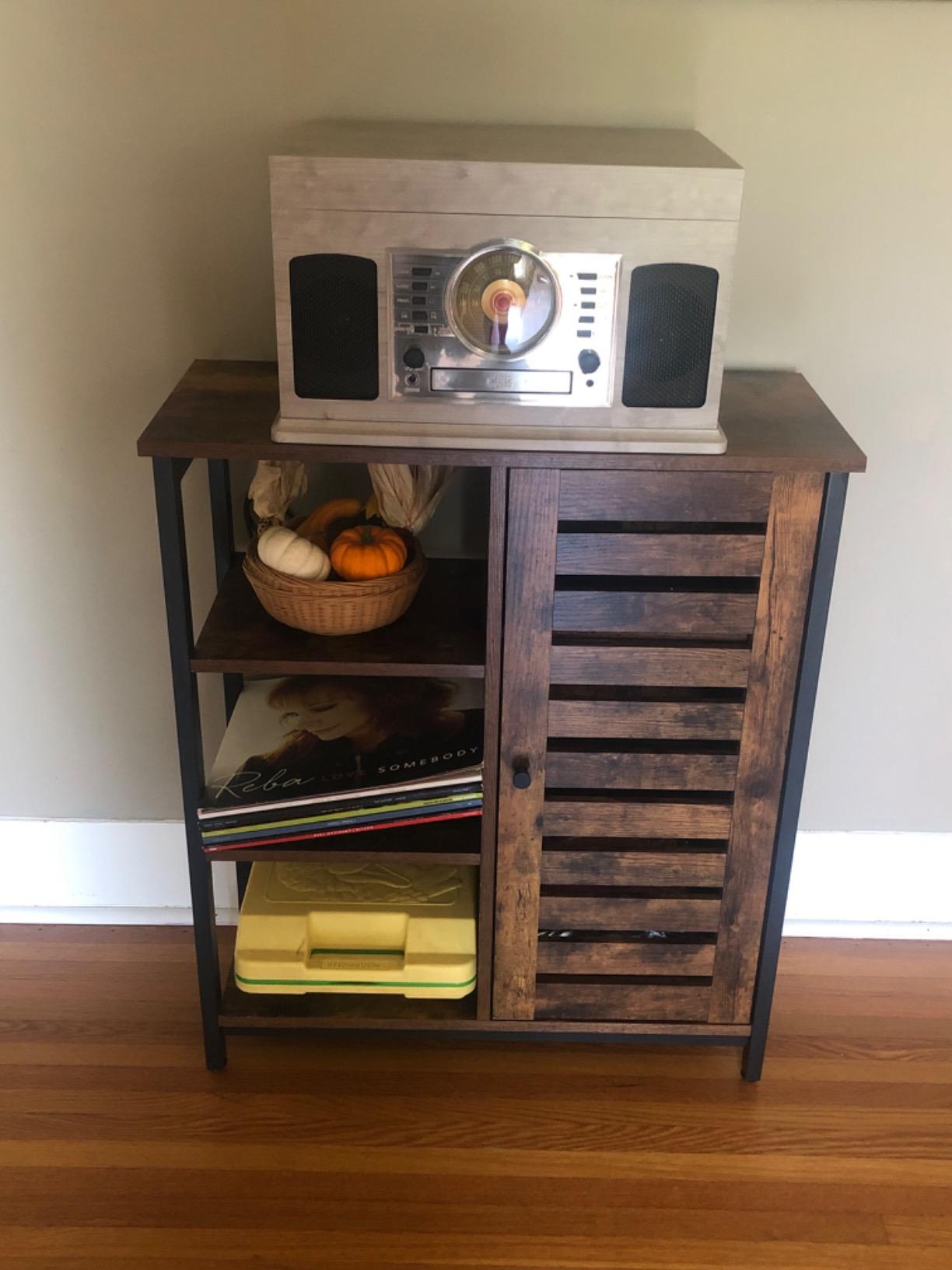 VASAGLE Siren Collection - Buffet Cabinet, Farmhouse Coffee Bar Cabinet with 2 Drawers, Adjustable Shelves, 4 Doors, Sideboard, 15.8 x 55.1 x 31.5 Inches, Rustic White and Honey Brown ULSC541WJ01S customer photo 1