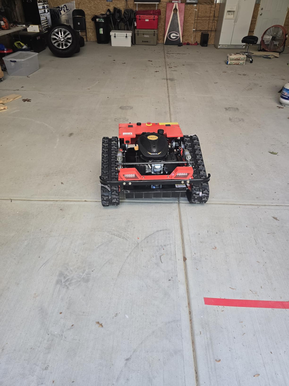 INFRONT Remote Control Lawn Mower - All Terrain Tracks, 45 Degree Slope Climbing, Gas Electric Hybrid, High Power Strong Mower customer photo 1
