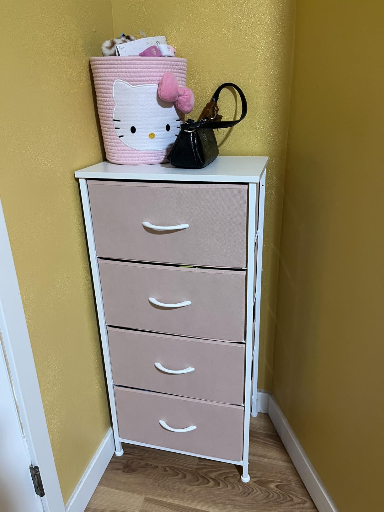 4 Drawers Dresser for Bedroom Fabric Storage Tower with Wooden Top customer photo 2