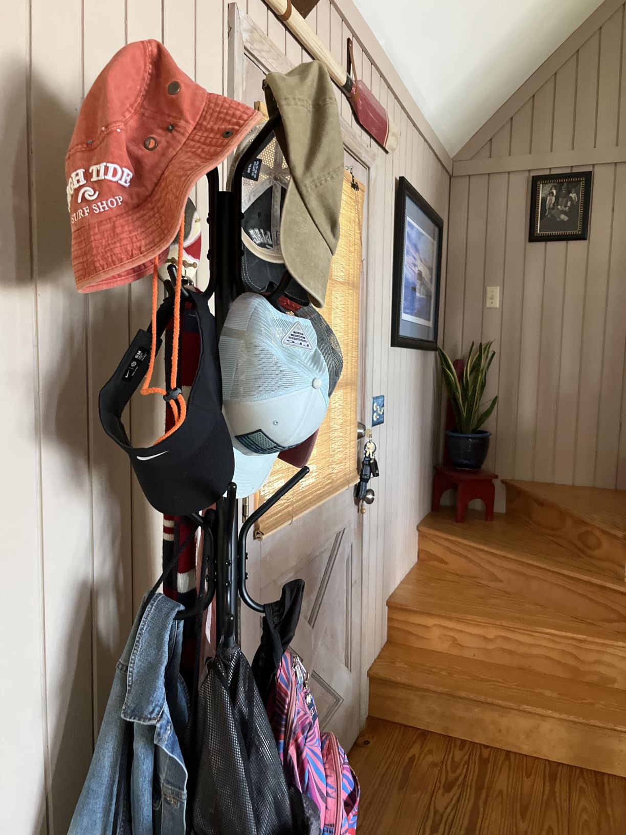 SONGMICS Coat Rack Freestanding with 16 Hooks, Metal Coat Tree Stand with 4 Adjustable Feet, Clothes Hanger Stand for Entryway Bedroom Living Room Hallway Office, Ink Black URCR083BH01S customer photo 1