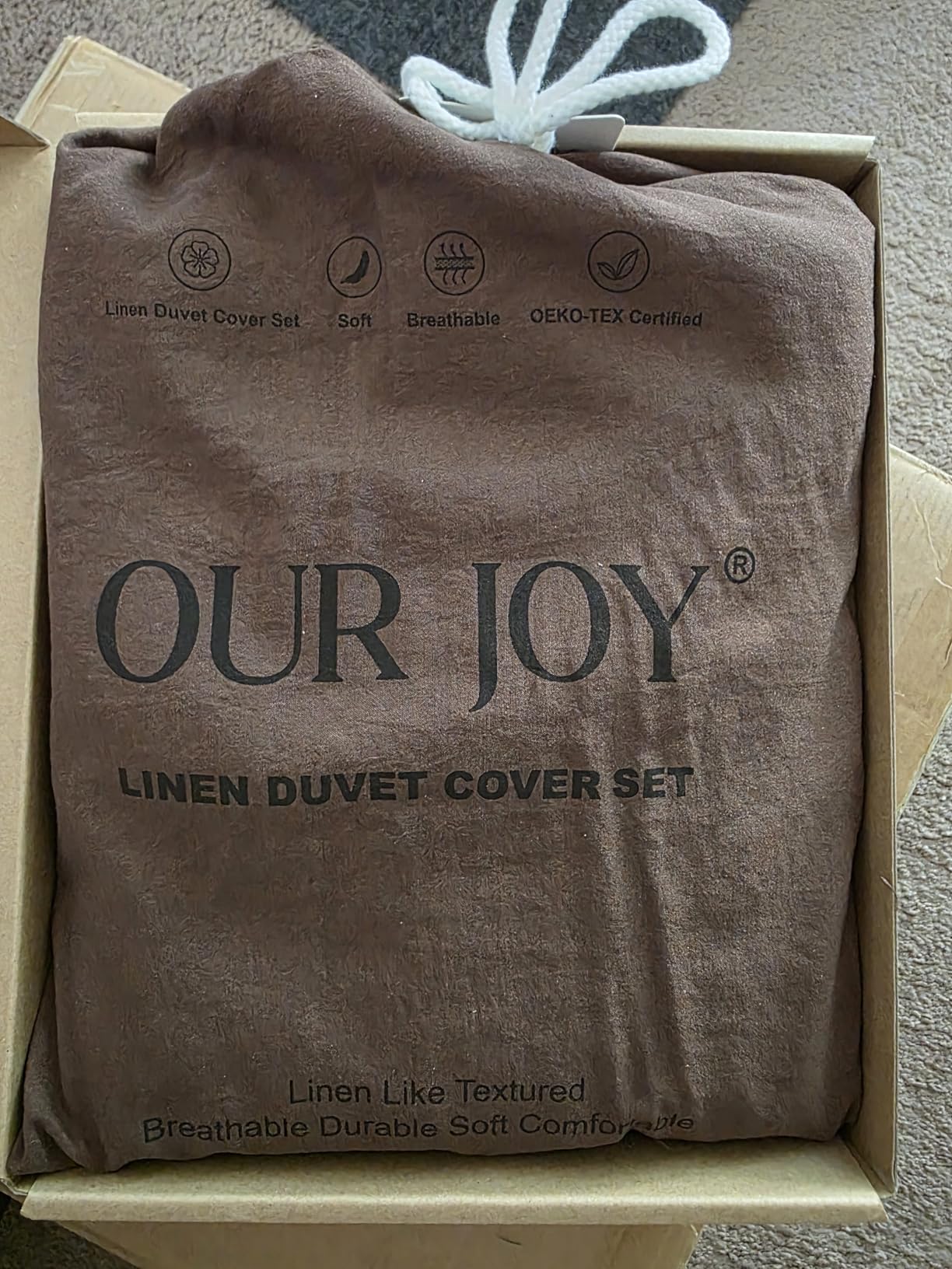 100% Linen Duvet Cover, Soft 3pcs Bedding Set with Zipper Closure, Natural Texture, Breathable for Hot Sleeper, Comforter Not Included (Flax Linen, King) customer photo 1