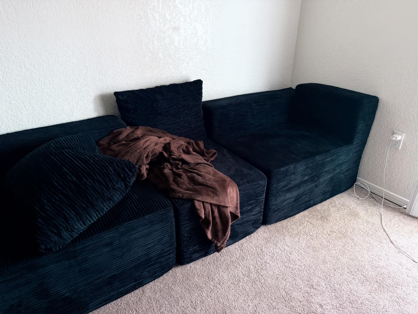 Korser Sectional Couches for Living Room, Boneless Couch with Ottoman, Comfy Fluffy Cloud Couch with Deep Seat, Modular Sectional Sofa with Side Pockets, No Assembly L Shaped Couch, Corduroy customer photo 1