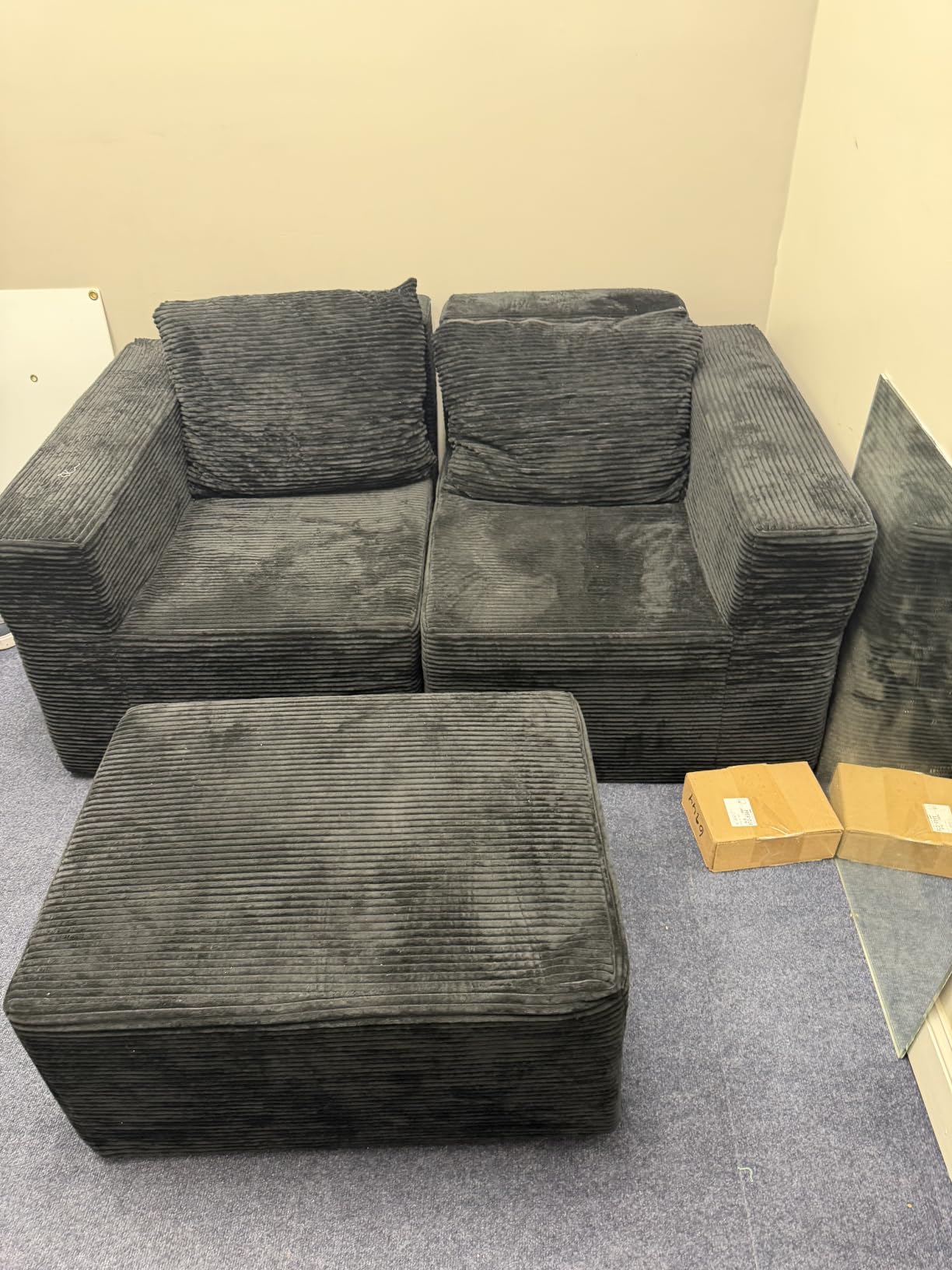Korser Sectional Couches for Living Room, Boneless Couch with Ottoman, Comfy Fluffy Cloud Couch with Deep Seat, Modular Sectional Sofa with Side Pockets, No Assembly L Shaped Couch, Corduroy customer photo 2