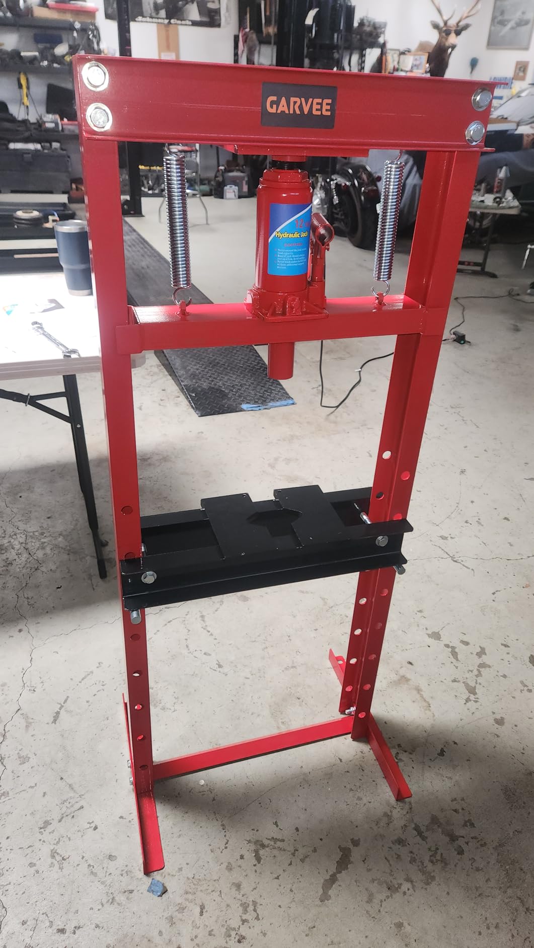 Garvee 20Ton Hydraulic Shop Press H-Frame Floor Shop Press, Red Hydraulic Press with 2 Plates, Adjustable Working Table Height customer photo 2