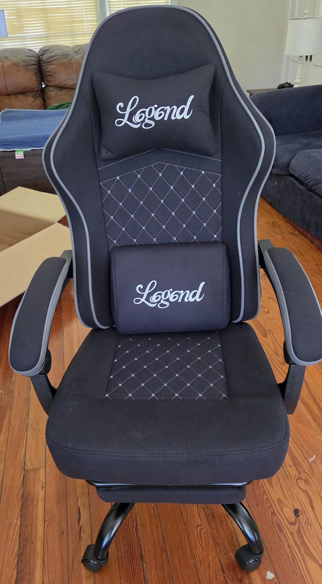 Gaming Chair for Adults with Footrest, Ergonomic Computer Chair, 330 lb | Heavy Duty Load Capacity, 52 cm Wingless Wide Seat, Pocket Spring Cushion, Headrest, Adjustable Height, Reclining Backrest customer photo 2