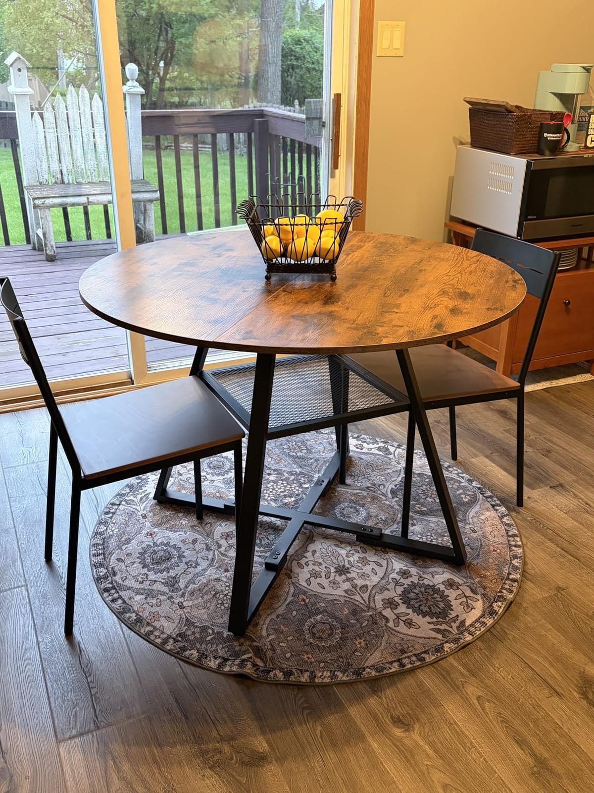 Jocoevol Round Dining Table for 4, Kitchen Dining Room Circle Dinner Pedestal Table, Space Saving Wood Kitchen & Dining Room Furniture (Vintage, 46In) customer photo 1