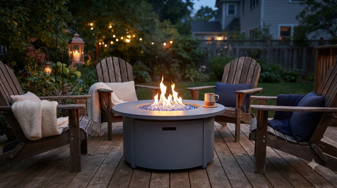best round propane fire pit tables