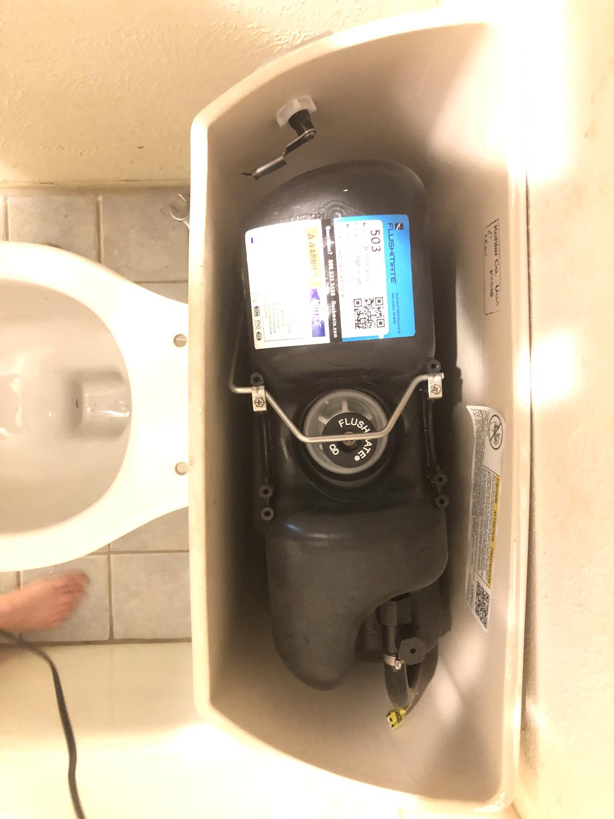 Kohler K-3493-7 Highline Classic Pressure Lite Comfort Height Elongated 1.4 gpf Toilet with Left-Hand Trip Lever, Less Seat, Black Black customer photo 2