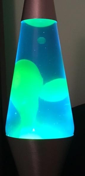 2124 the Original 14.5-Inch Silver Base Lamp with Yellow Wax in Blue Liquid customer photo 1