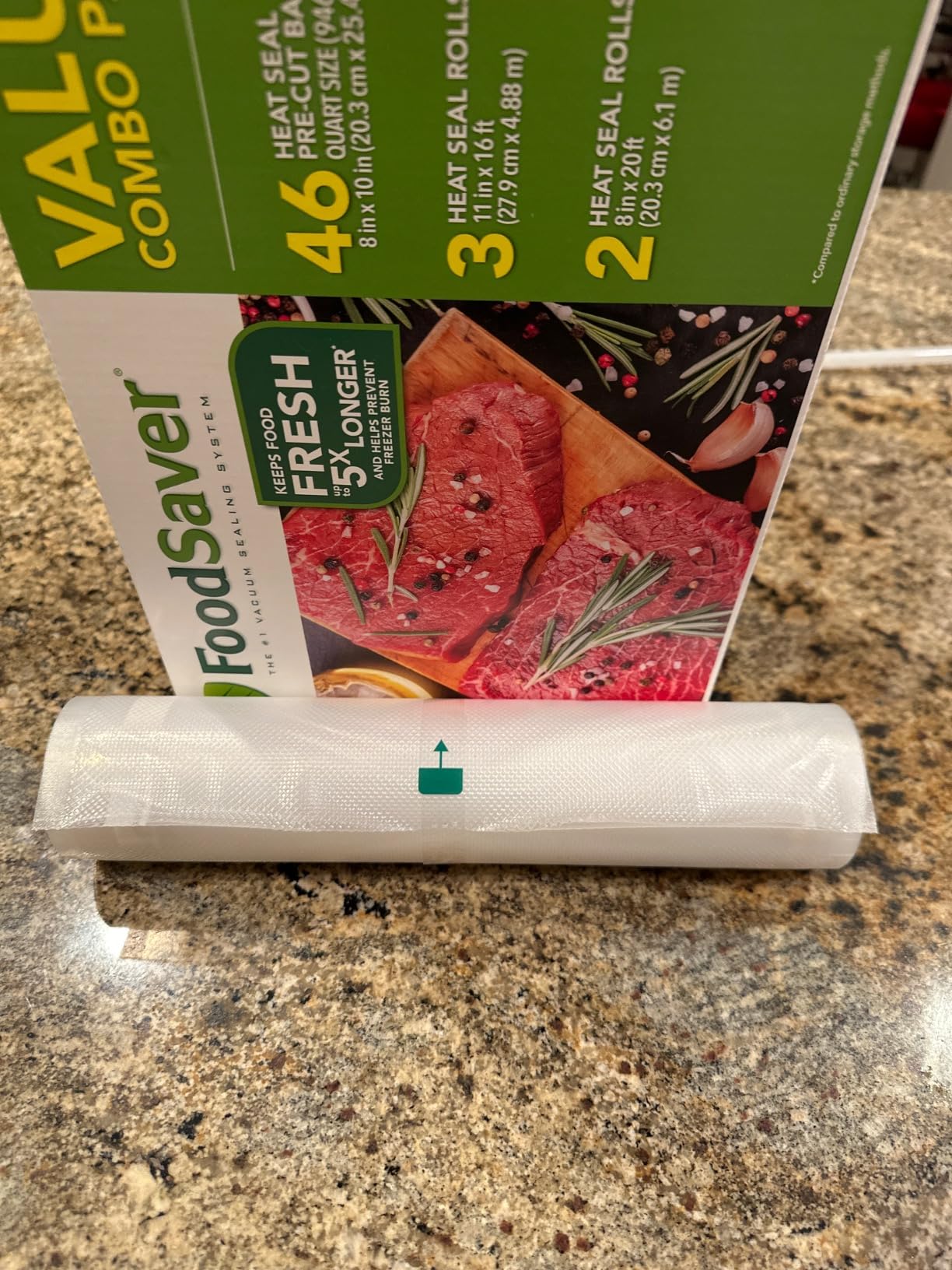 FoodSaver Custom Length Vacuum Sealer Bags Multipack, 5 Count Rolls for Airtight Food Storage and Sous Vide - Compatible with FoodSaver, 8 (2 Pack) and 11 (3 Pack) customer photo 1