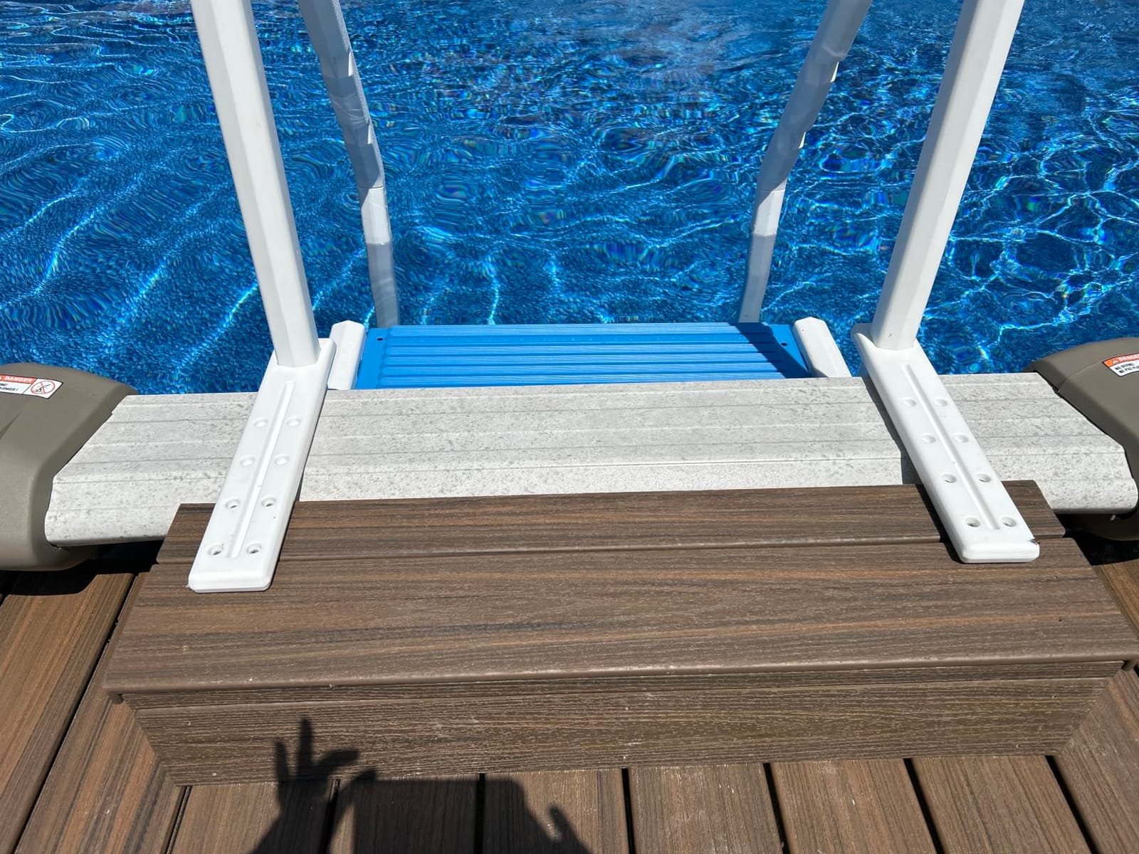 Confer Plastics Step-1X: Sturdy Above Ground Entry System with Dual Handrails and Slip-Resistant Steps, Easy Installation, Supports up to 400 lbs - Proudly Made in USA. Warm Grey with Grey Treads customer photo 2