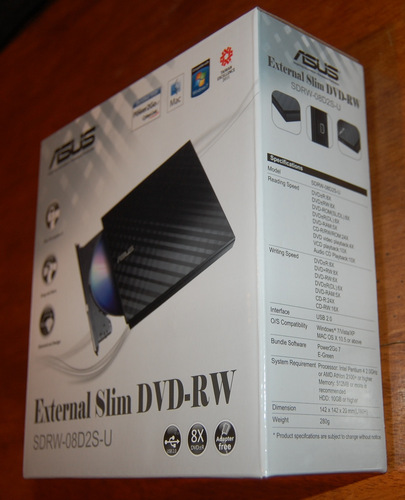 Asus Storage SDRW-08D2S-U/BLK/G/AS Slim DVDRW 8X USB Black Retail customer photo 2