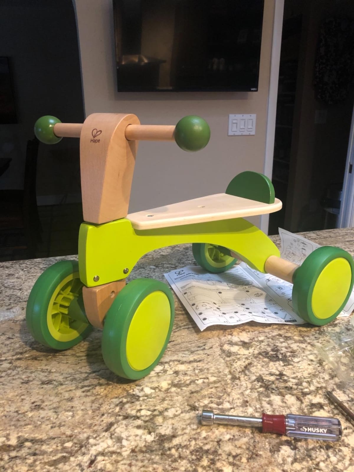 Hape Scoot Around Ride On Wood Bike - Award Winning Four Wheeled Wooden Push Balance Bike Toy customer photo 2