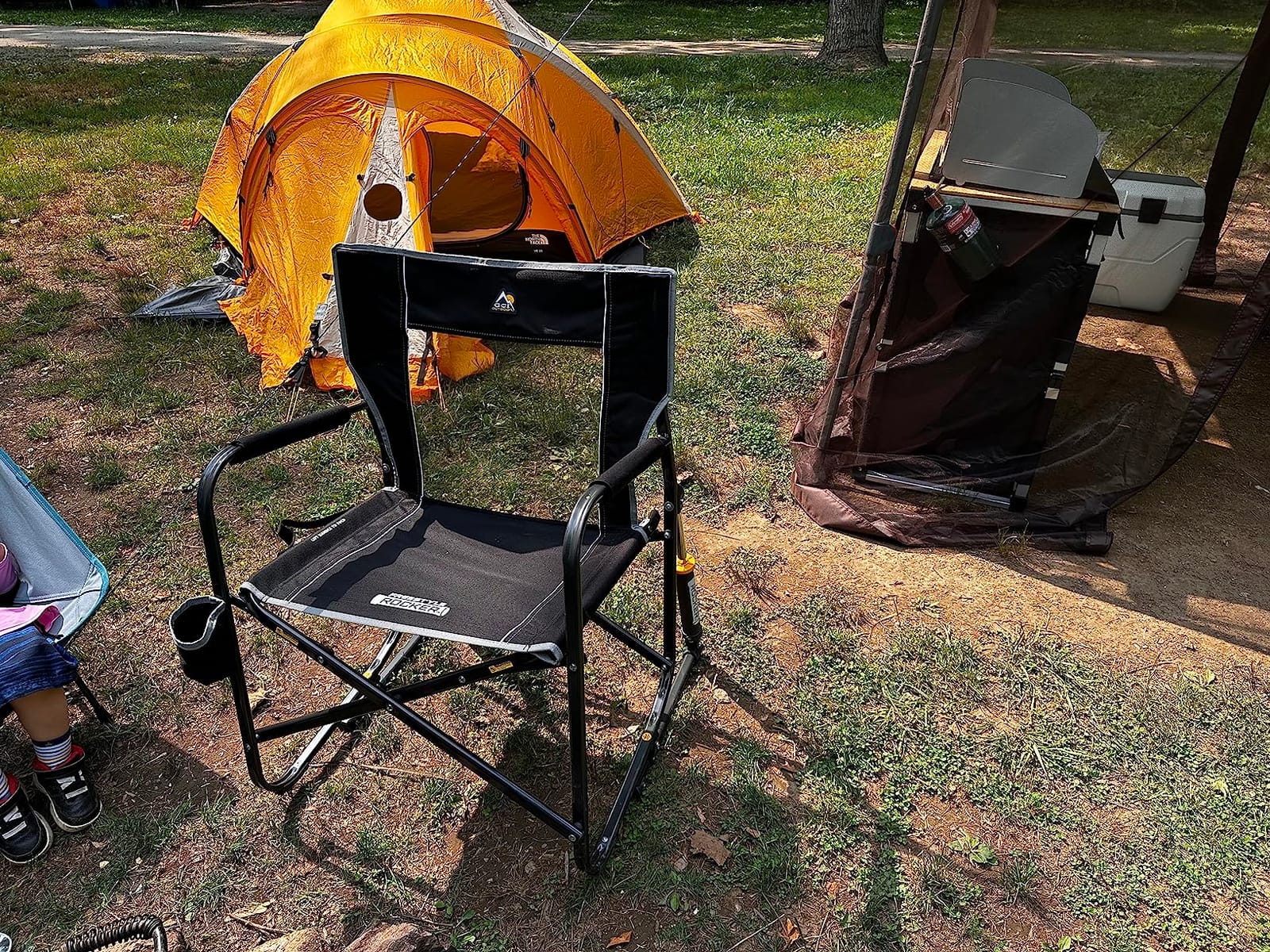 GCI OUTDOOR Freestyle Rocker Camping Chair | Portable Folding Rocking Chair with Solid, Durable Armrests, Drink Holder & Comfortable Backrest — Indigo Blue customer photo 1