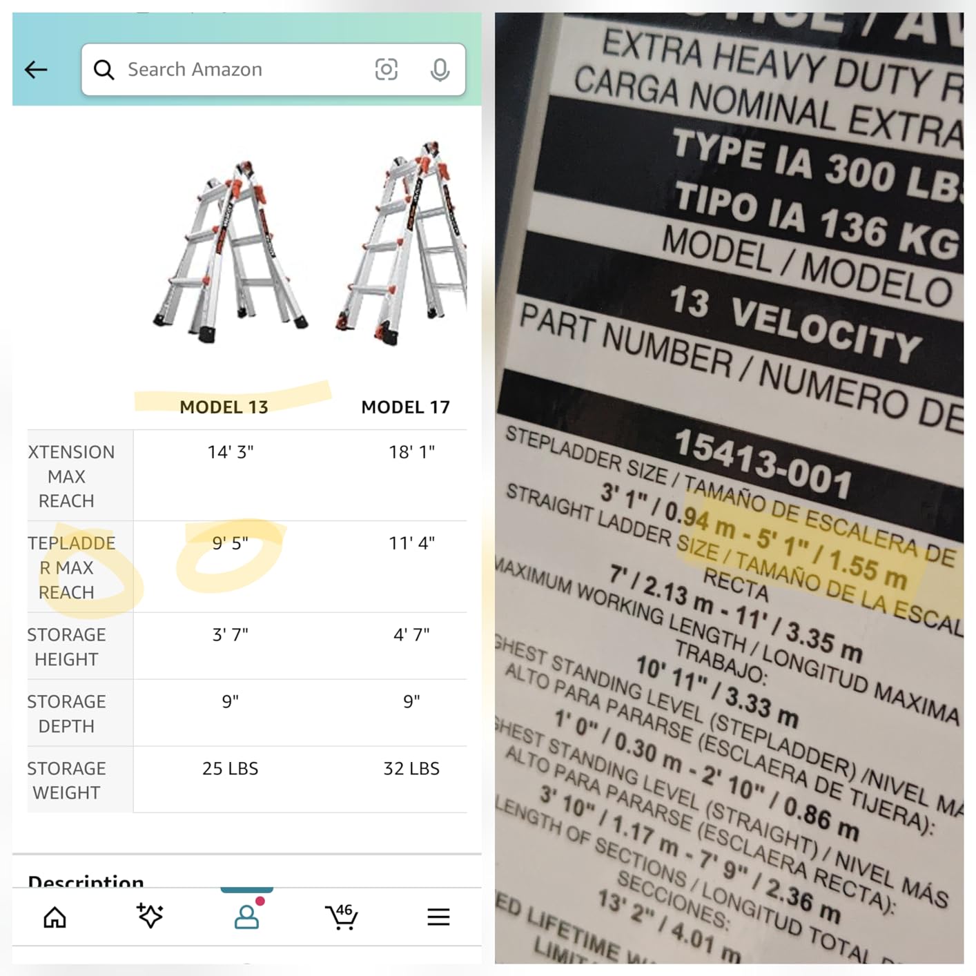 Little Giant Velocity, Aluminum Ladder, 14 ft Reach | Telescoping Multi-Position Ladder with Extension, A-Frame, 90-Degree & Trestle Modes, 300 lbs. Rating customer photo 1