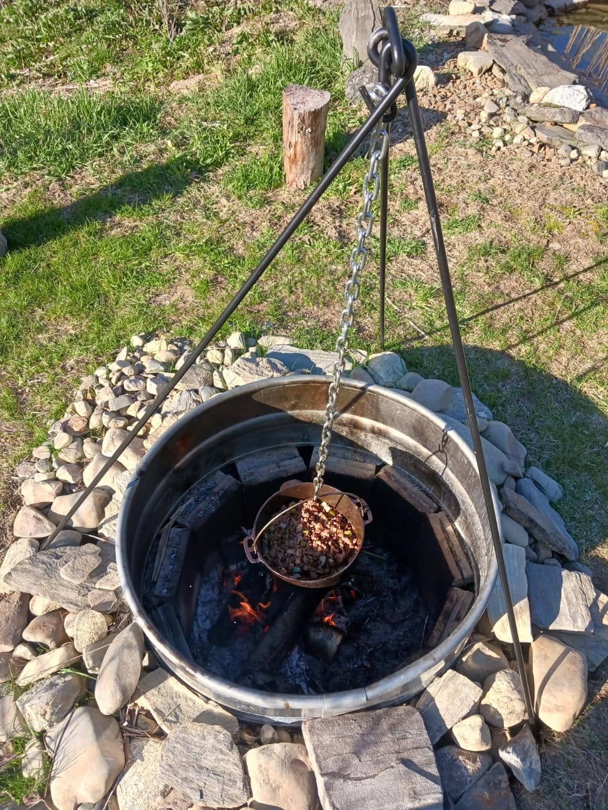 Lodge Adjustable Steel Campfire Cooking Tripod, 40-60 Inches | Adjustable Steel Campfire Cooking Tripod for Suspending Dutch Ovens & Pots or Cookware Over an Open Flame customer photo 2