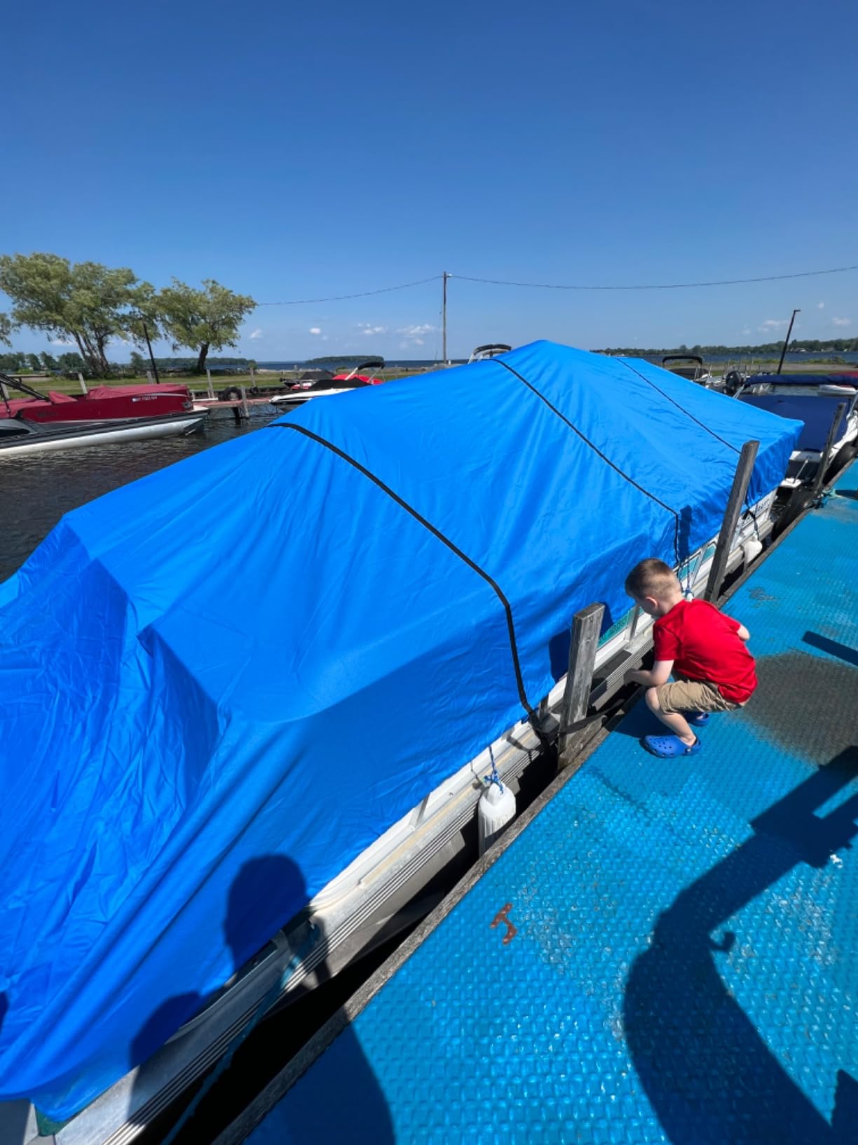 Budge Premium Waterproof Pontoon Boat Cover, Fits Boats 20-24 ft Long customer photo 1