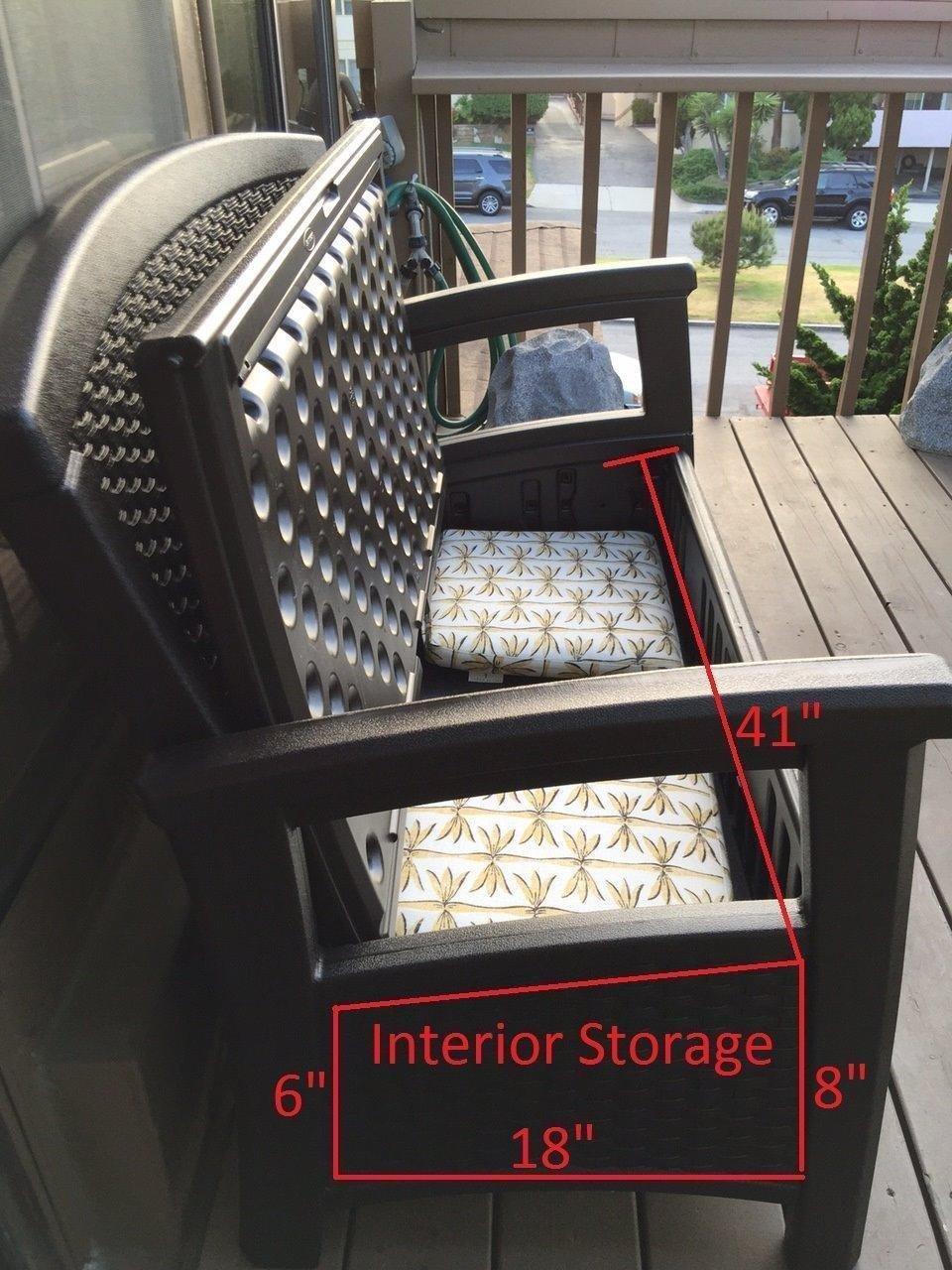 Suncast Outdoor Wicker Love Seat with 23-Gallon Storage, Comfortable Seating for Two, Ergonomic Back Support, All-Weather Furniture for Patio, Deck, and Garden, Java, Made in the USA customer photo 1