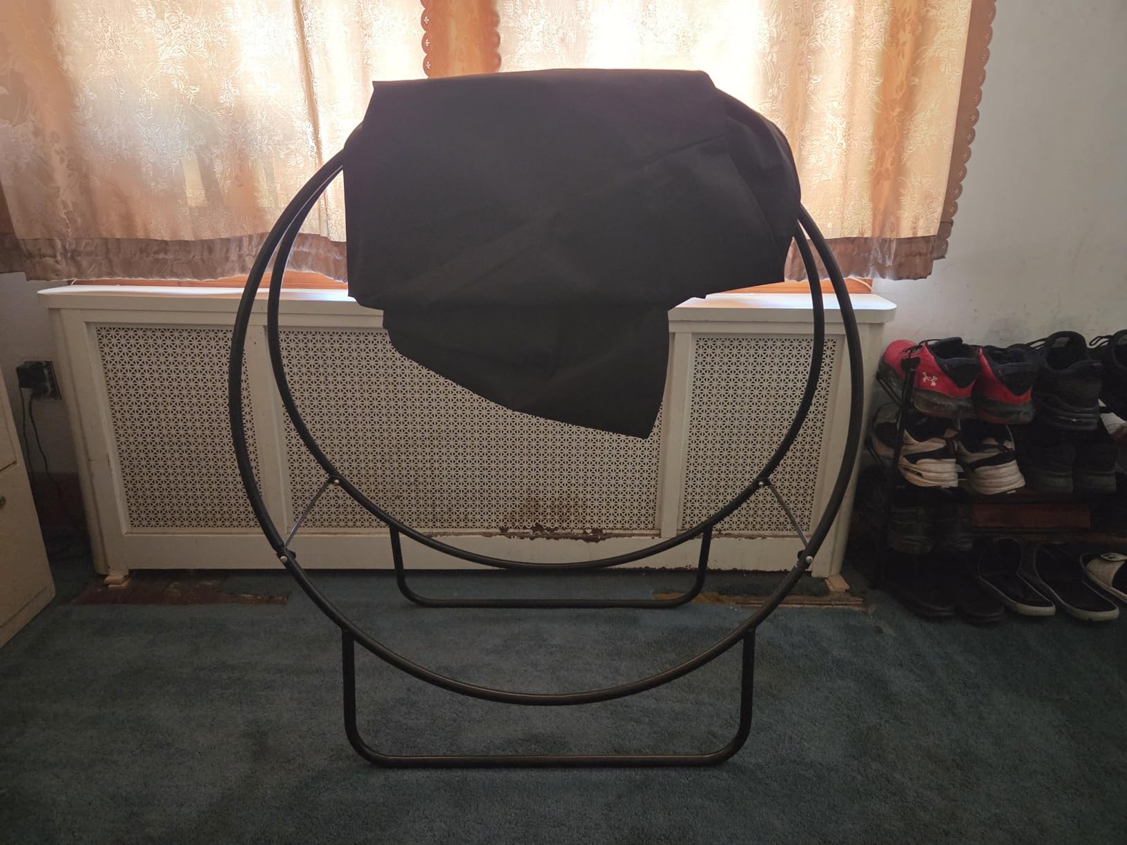 Sunnydaze Outdoor Firewood Rack with Cover, Heavy-Duty Steel, 40 Diameter | Weather-Resistant Cover Included, Holds 1/4 Cord of Wood Storage, 500 lb Capacity, Simple Assembly, Black, Hoop, Log Holder customer photo 2