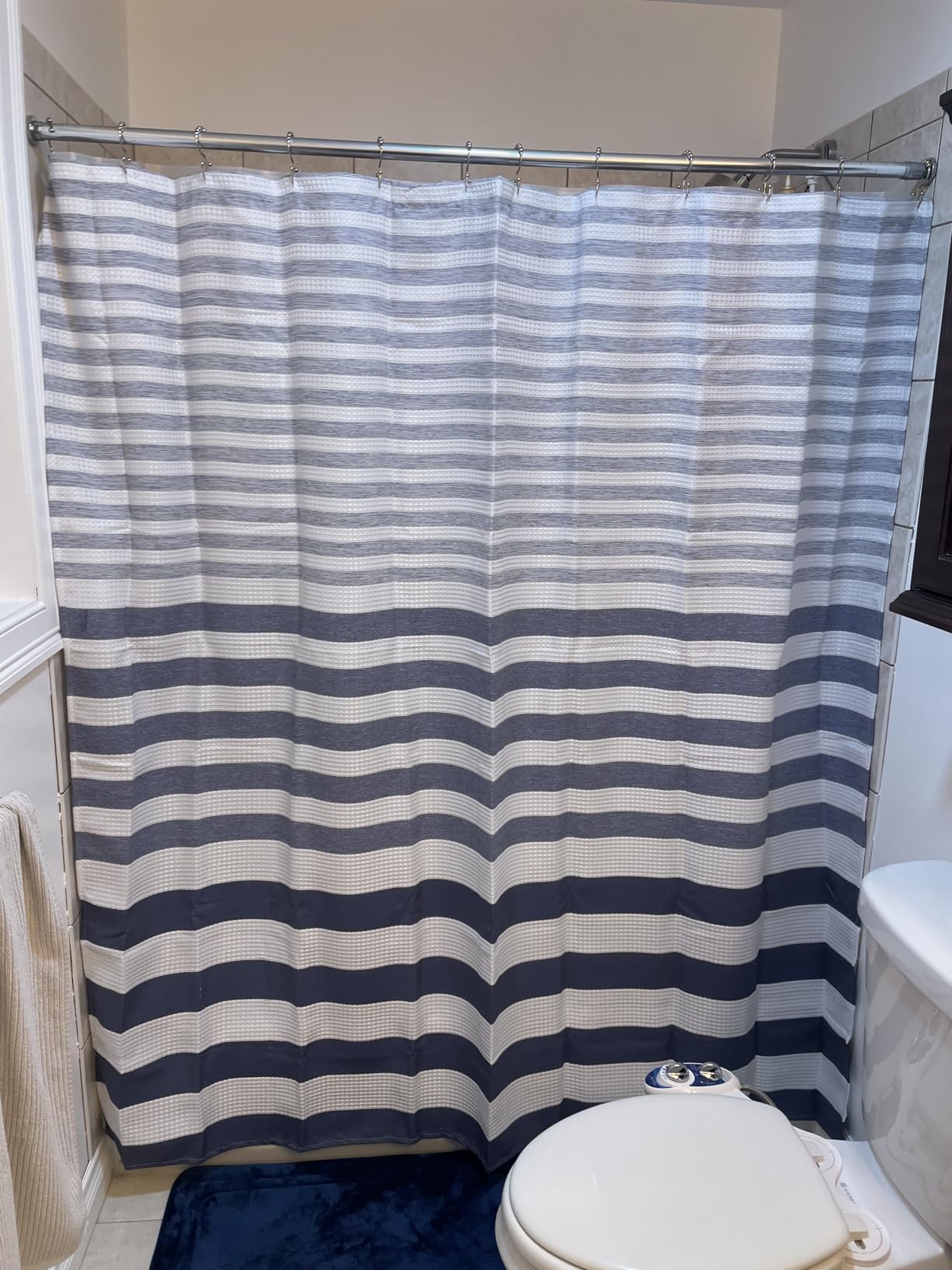 Madison Park Spa Waffle Shower Curtain for Bathroom, 72 x 72, Grey | Striped, Pieced Fabric Design, 3M Scotchgard Moisture Management, Hotel Quality, Modern, OEKO-TEX Certified customer photo 2